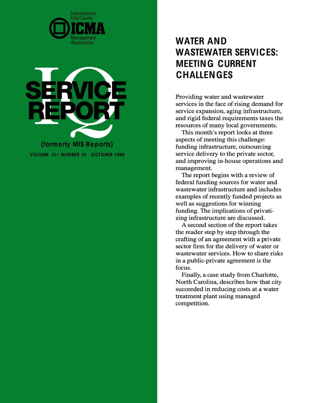 Water and Wastewater Services: Meeting Current Challenges - (PDF/EPUB Version)