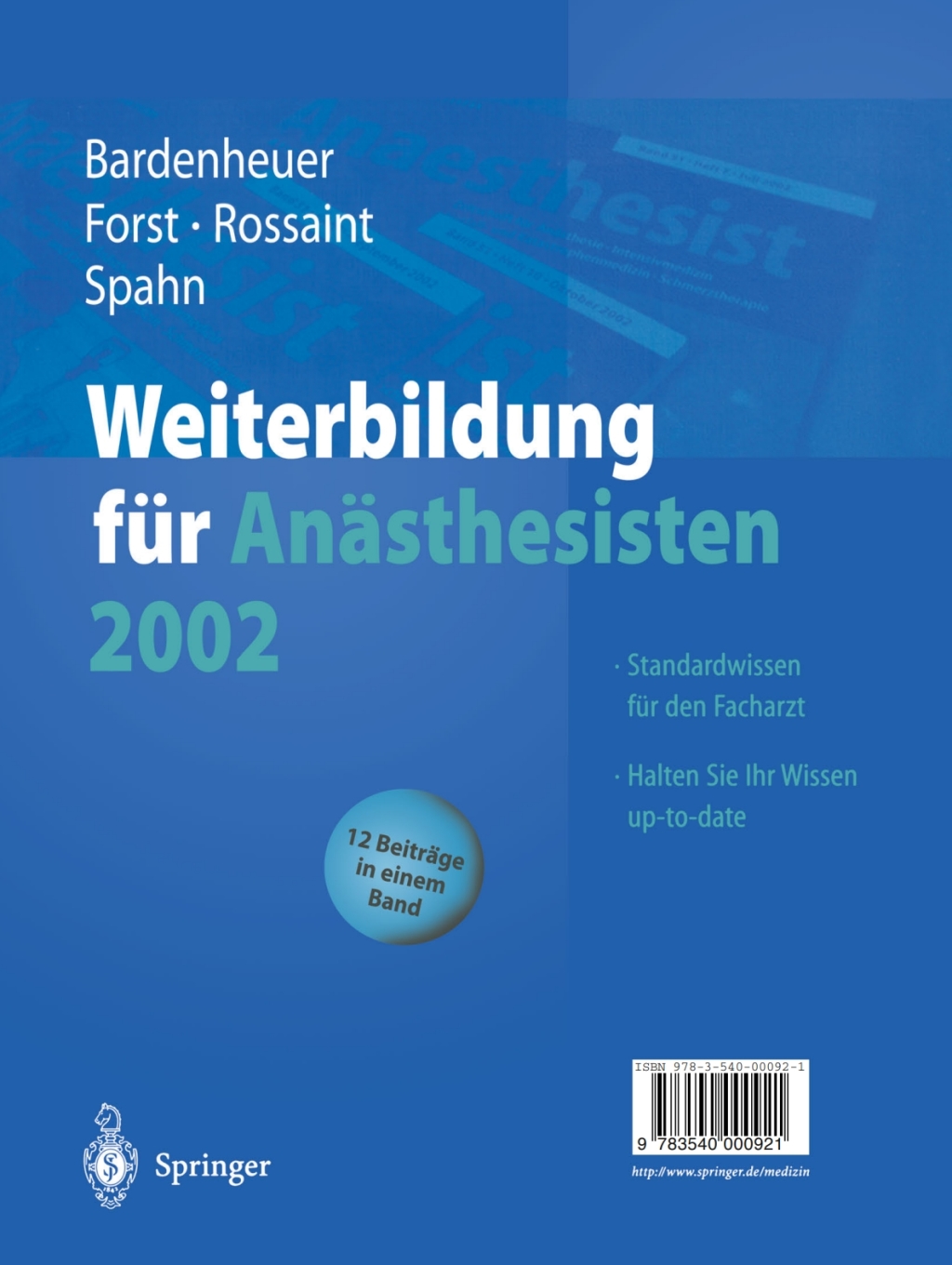 Weiterbildung fÃ¼r AnÃ¤sthesisten 2002 1st Edition â€“ PDF/EPUB Version Downloadable