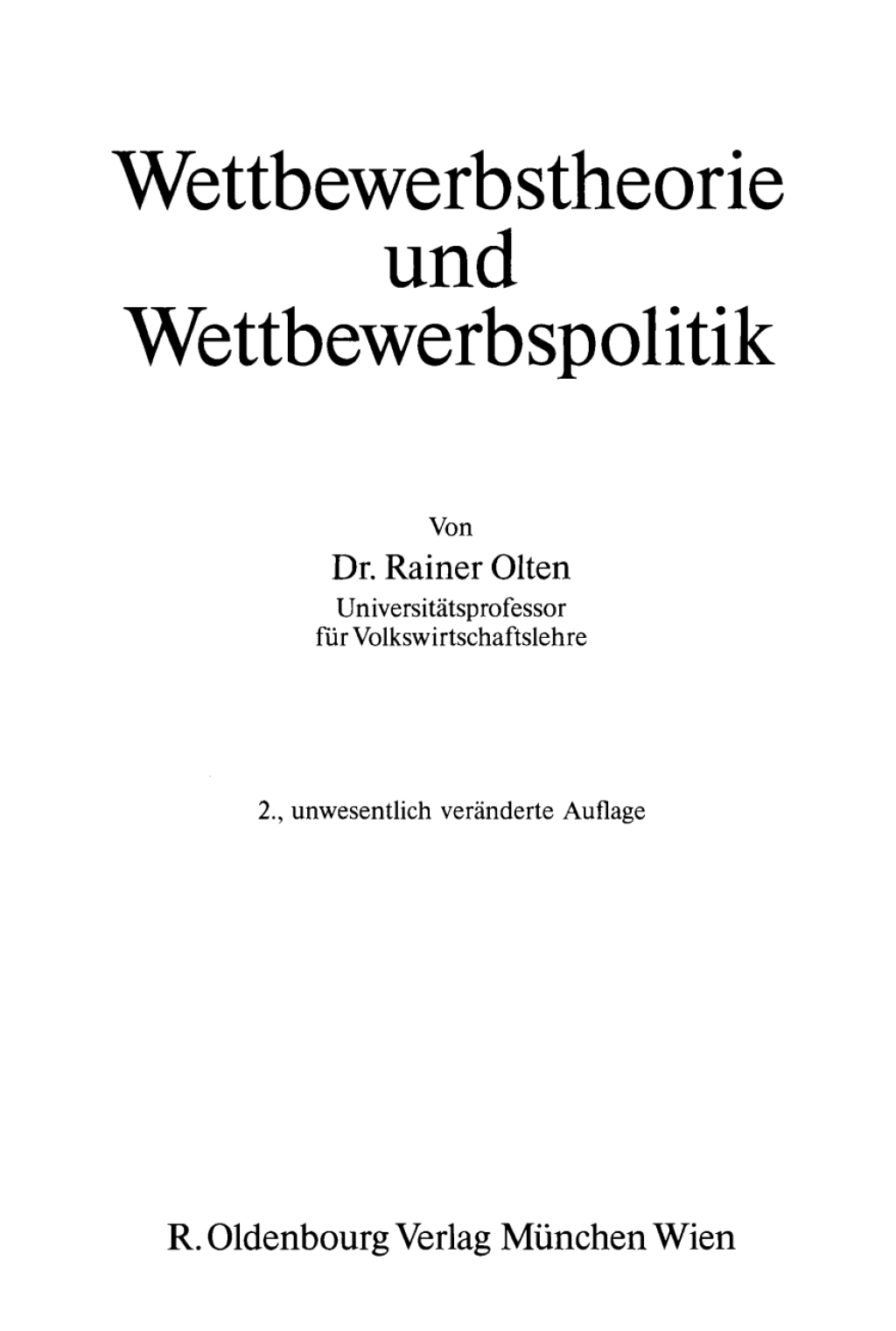 Wettbewerbstheorie und Wettbewerbspolitik 2nd Edition â€“ PDF/EPUB Version Downloadable
