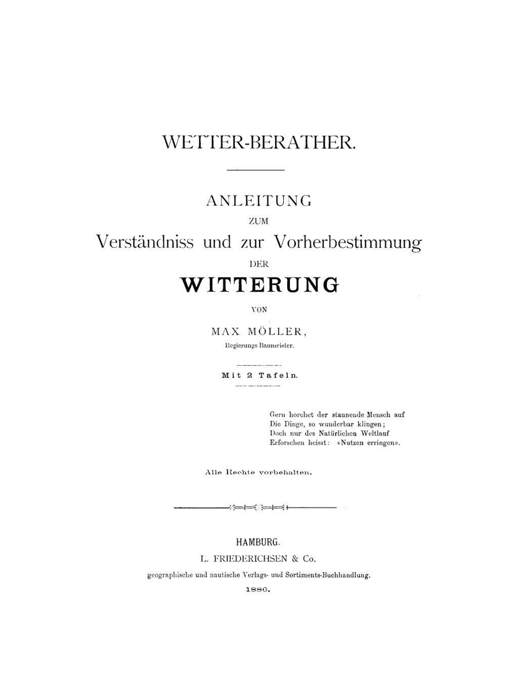 Wetter-Berather Anleitung zum VerstÃ¤ndniss und zur Vorherbestimmung der Witterung 1st Edition â€“ PDF/EPUB Version Downloadable