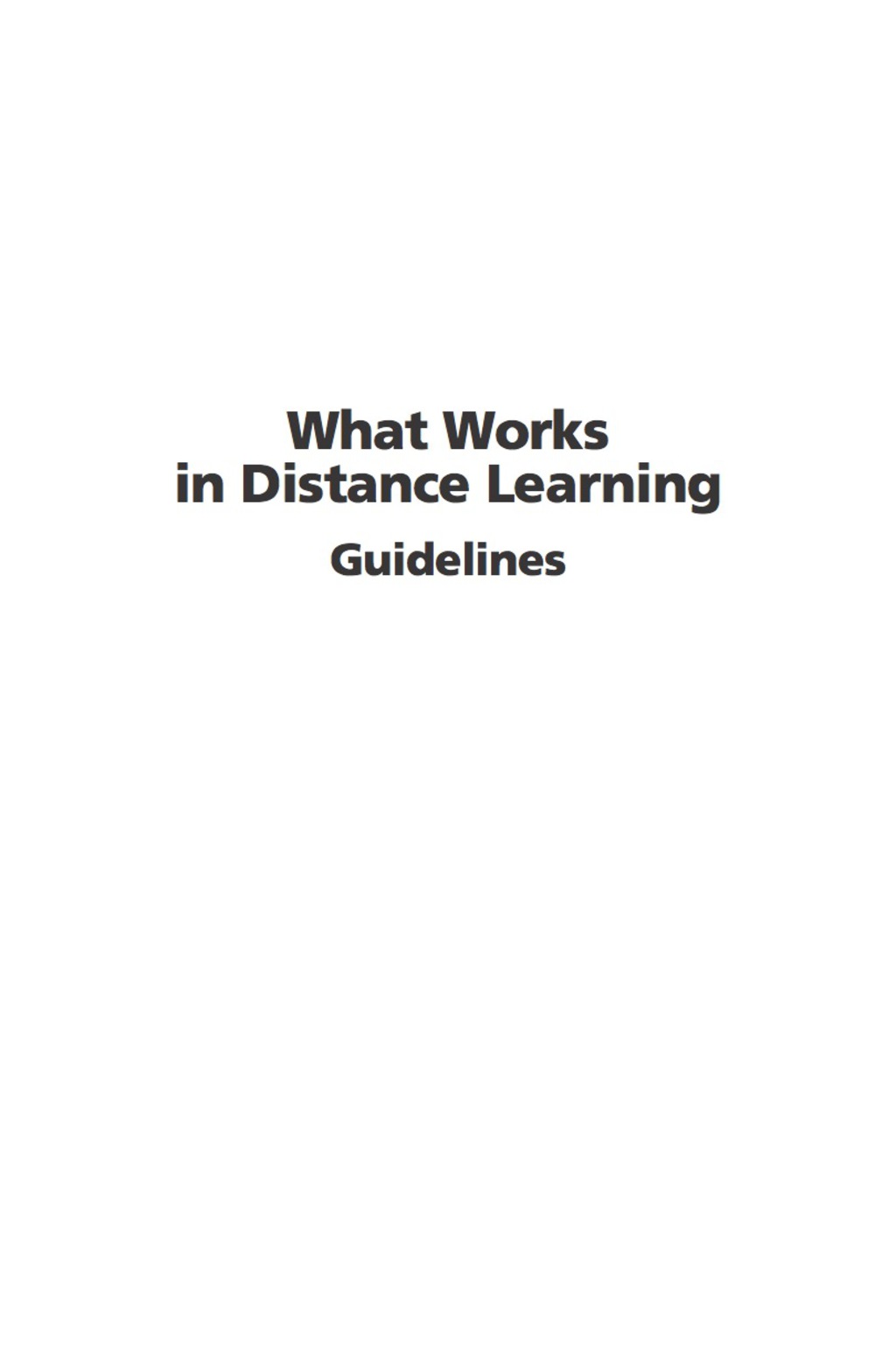 What Works in Distance Learning: Guidelines  â€“ PDF/EPUB Version Downloadable