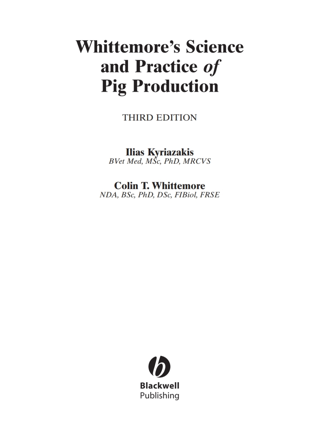 Whittemore's Science and Practice of Pig Production 3rd Edition â€“ PDF/EPUB Version Downloadable