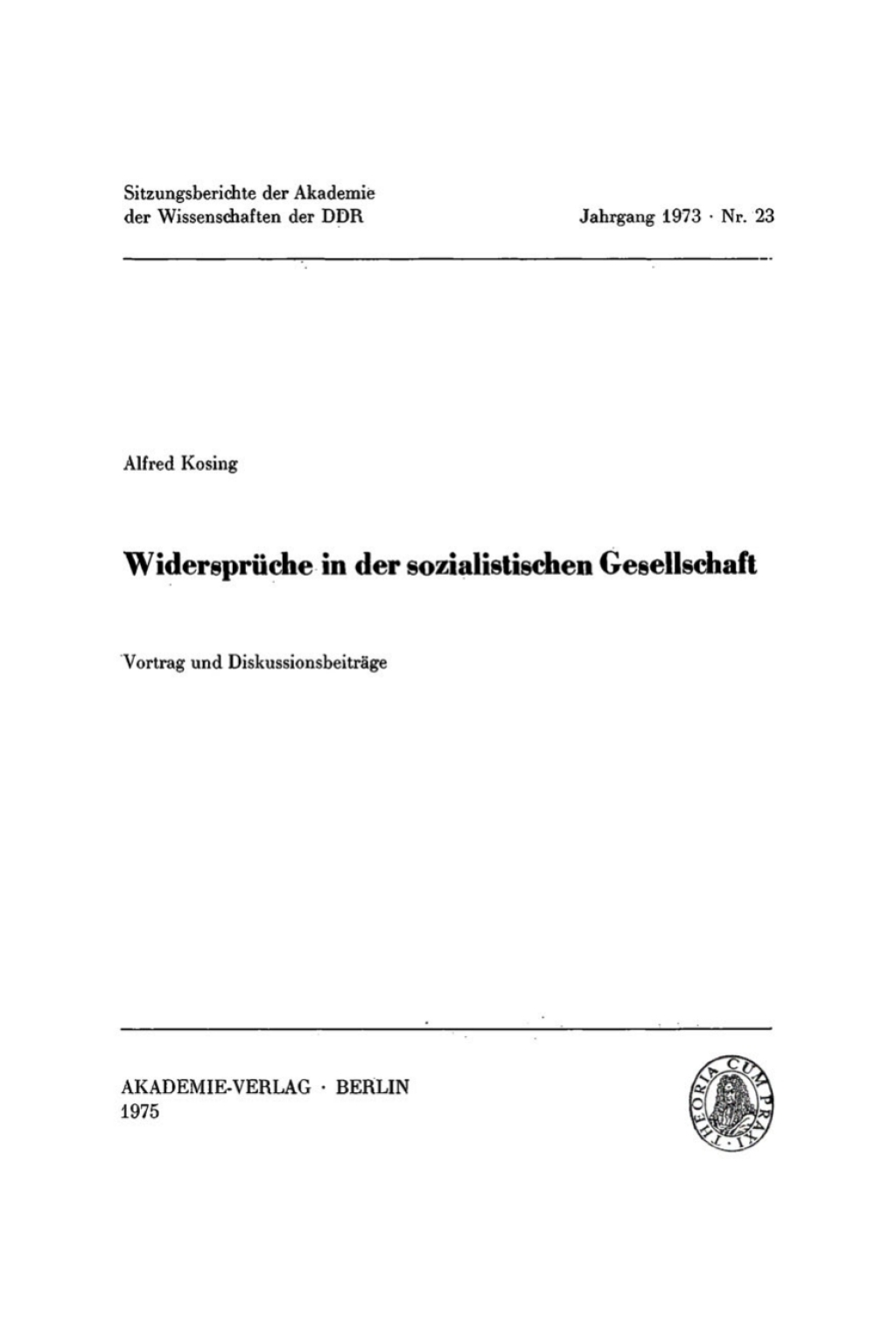 WidersprÃ¼che in der sozialistischen Gesellschaft Vortrag und DiskussionsbeitrÃ¤ge 1st Edition â€“ PDF/EPUB Version Downloadable