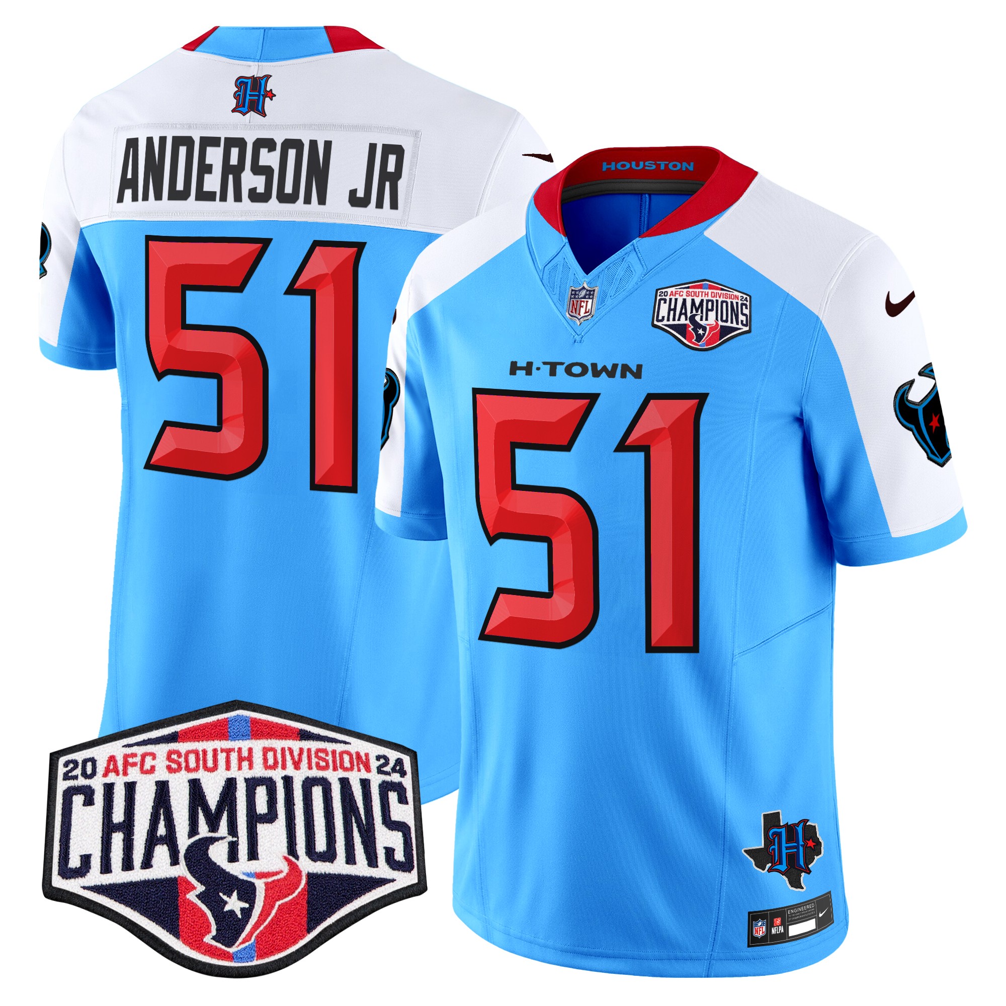 Will Anderson Jr. Men's Houston Texans 2024 AFC South Division Champions Patch Vapor Limited Blue Alternate Jersey - All Stitched