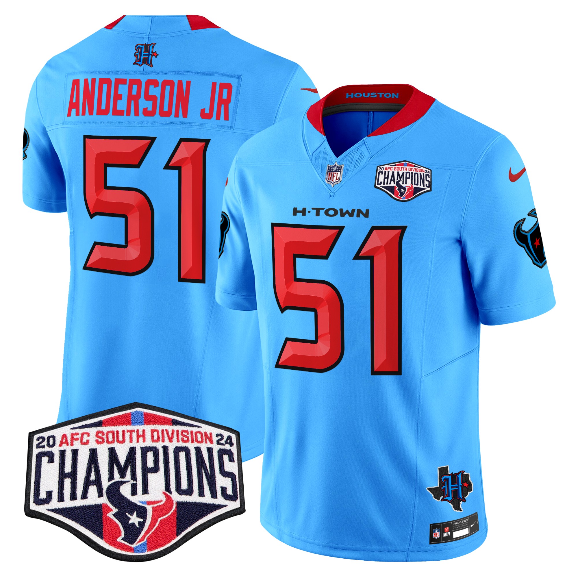 Will Anderson Jr. Men's Houston Texans 2024 AFC South Division Champions Patch Vapor Limited Blue. Jersey - All Stitched