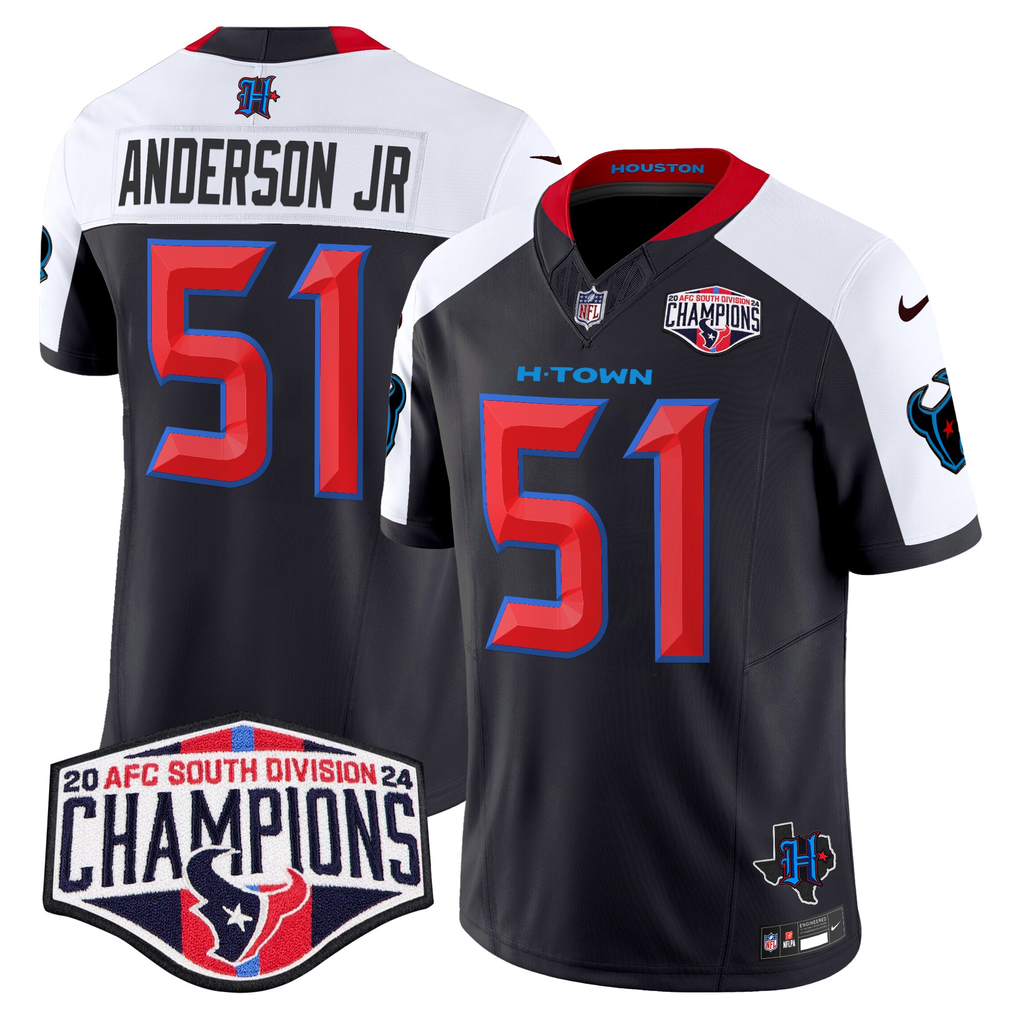 Will Anderson Jr. Men's Houston Texans 2024 AFC South Division Champions Patch Vapor Limited Navy Alternate Jersey - All Stitched