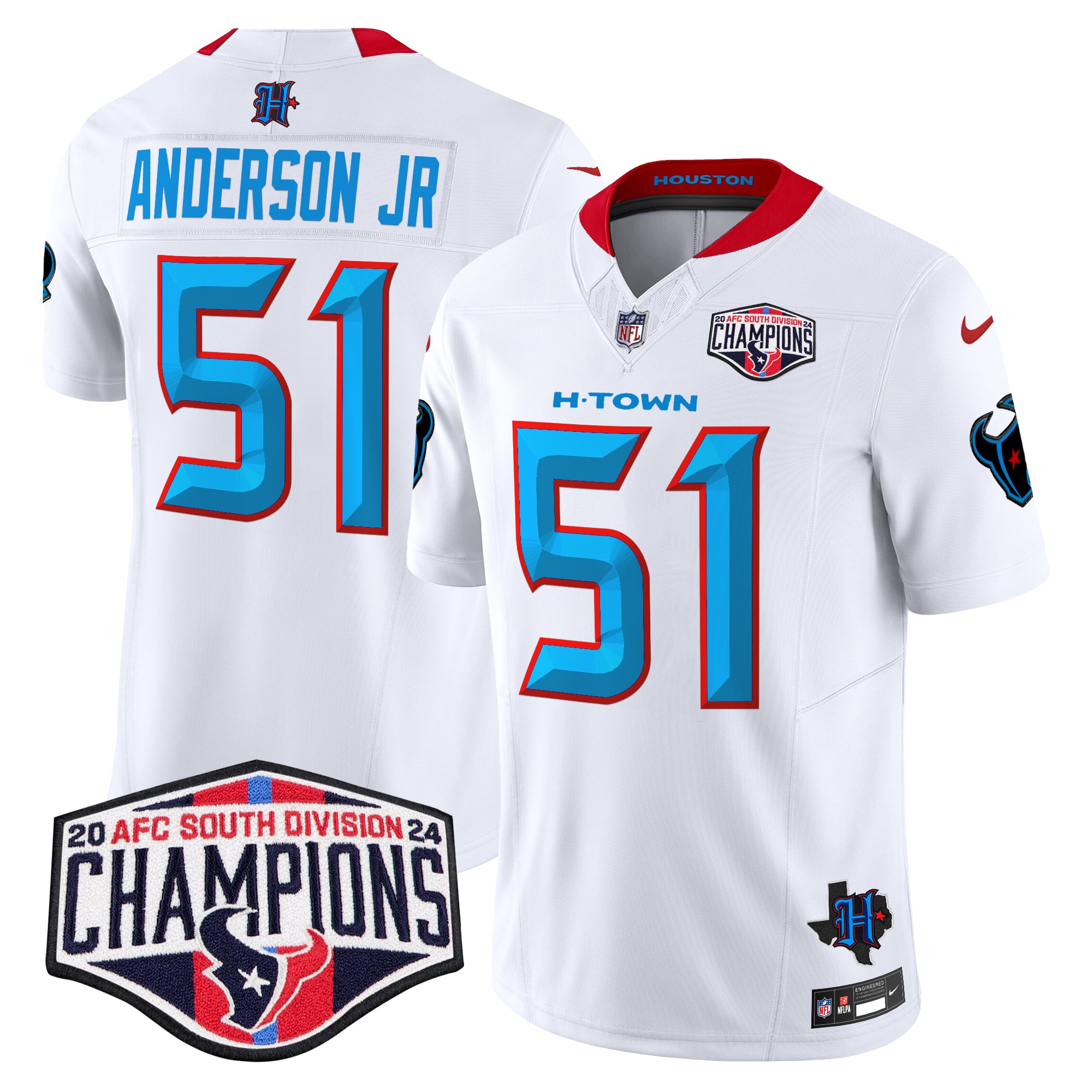 Will Anderson Jr. Men's Houston Texans 2024 AFC South Division Champions Patch Vapor Limited White Jersey - All Stitched