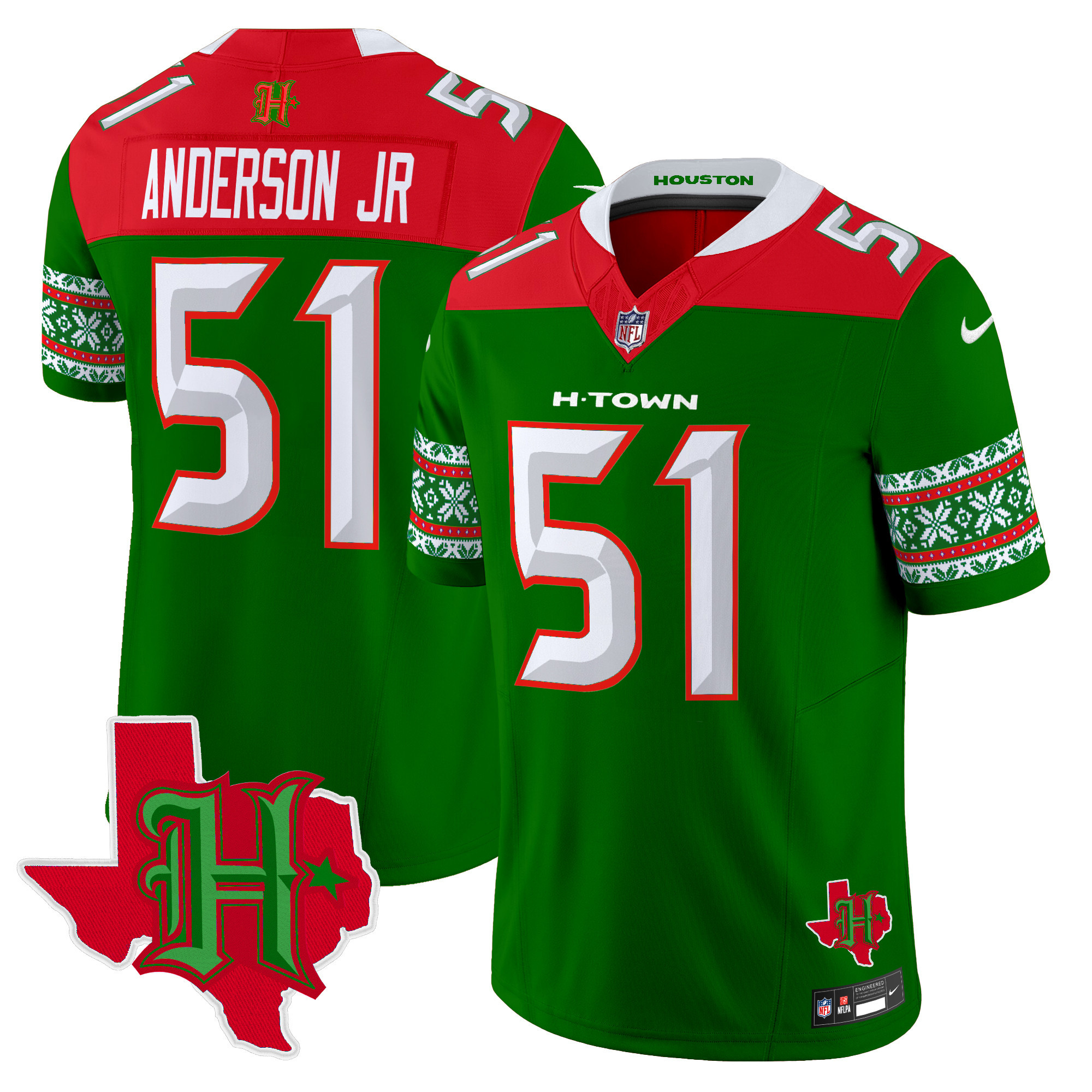 Will Anderson Jr. Men's Houston Texans 2024 Christmas Vapor Limited Green Jersey - All Stitched