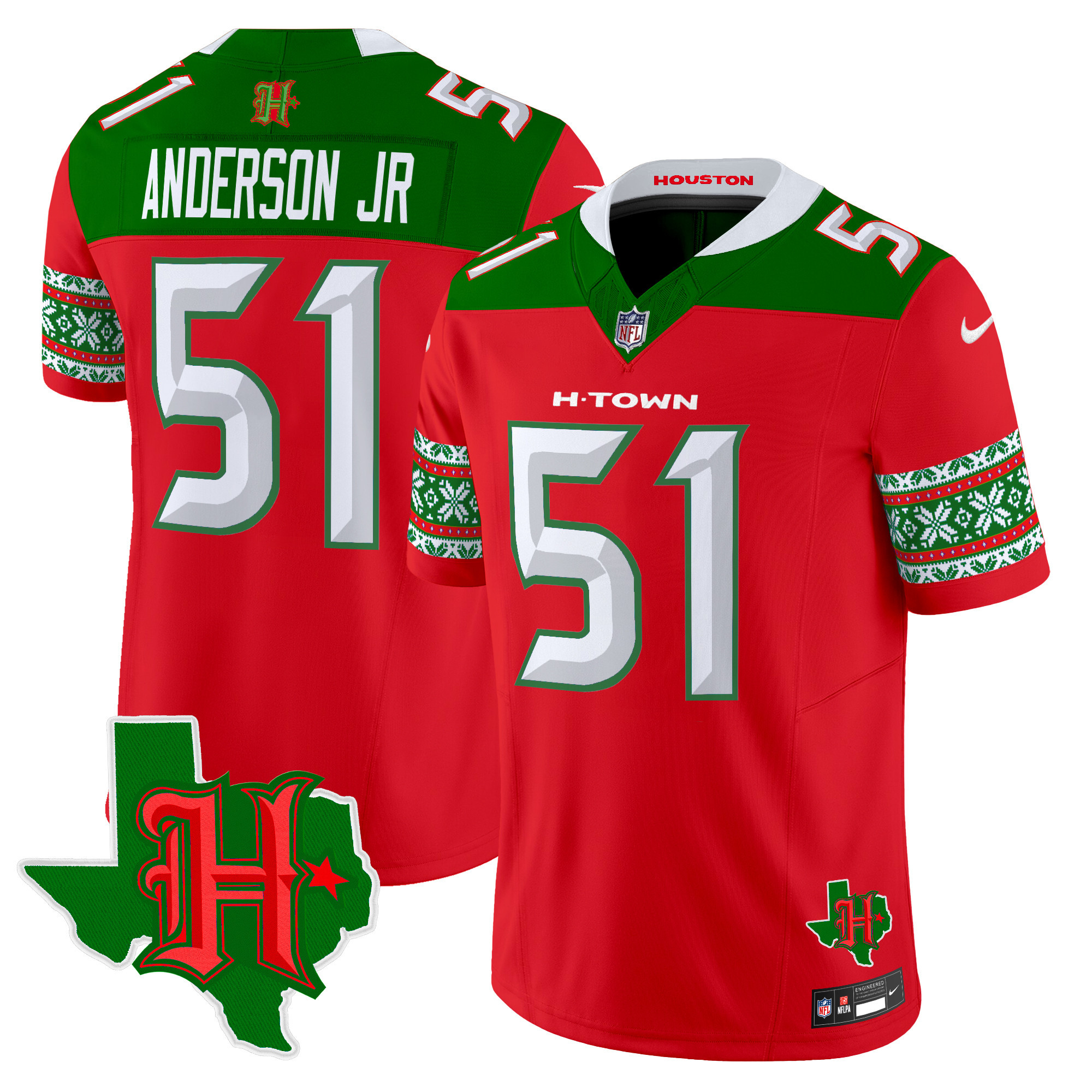 Will Anderson Jr. Men's Houston Texans 2024 Christmas Vapor Limited Red Jersey - All Stitched