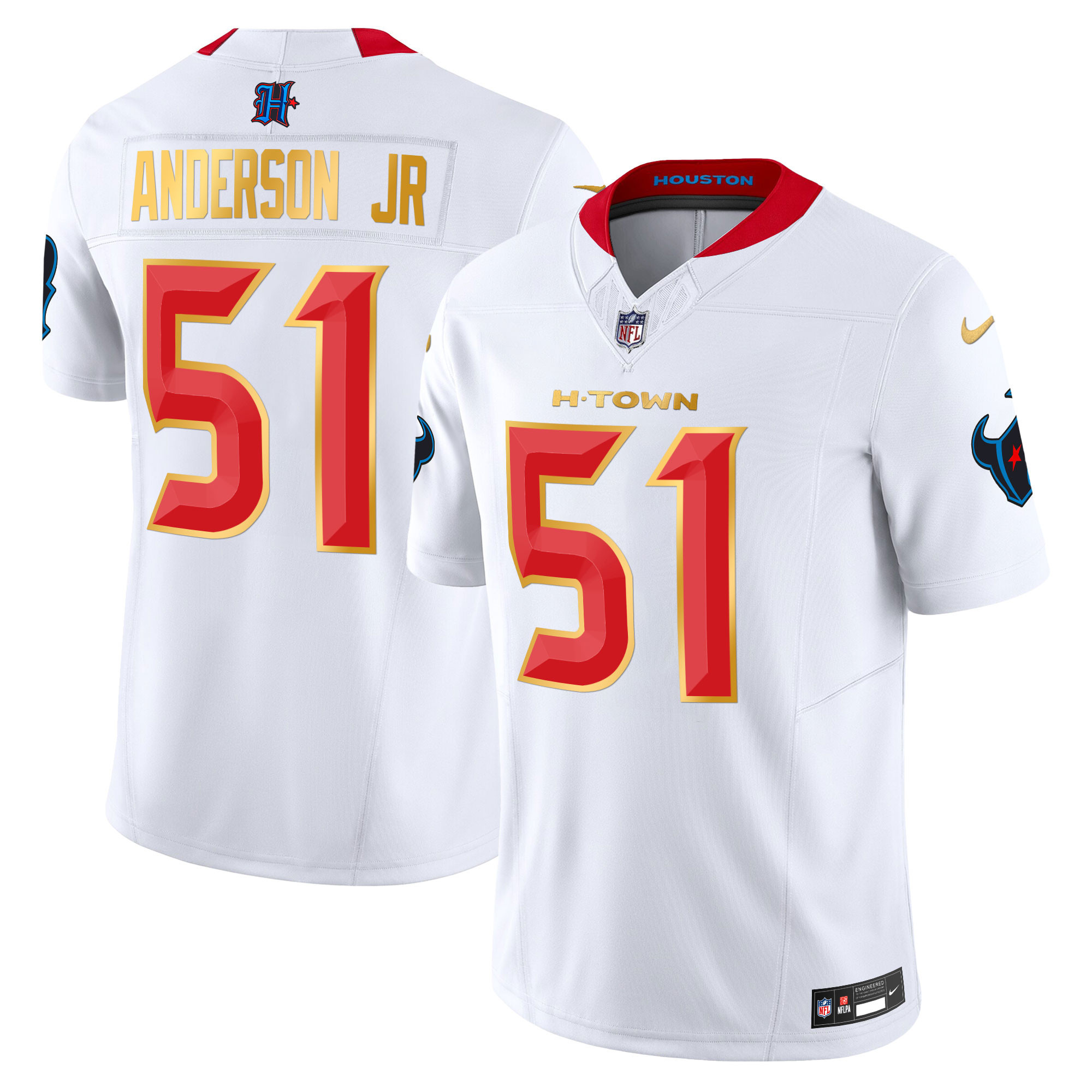 Will Anderson Jr. Men's Houston Texans 2024 Gold Trim Vapor Limited White Jersey - All Stitched