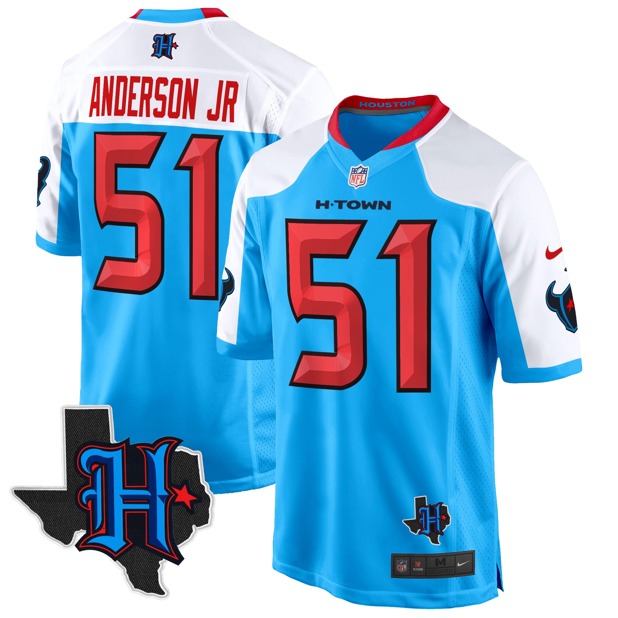 Will Anderson Jr. Men's Houston Texans 2024 Texas Patch Game Blue Alternate Jersey - All Stitched