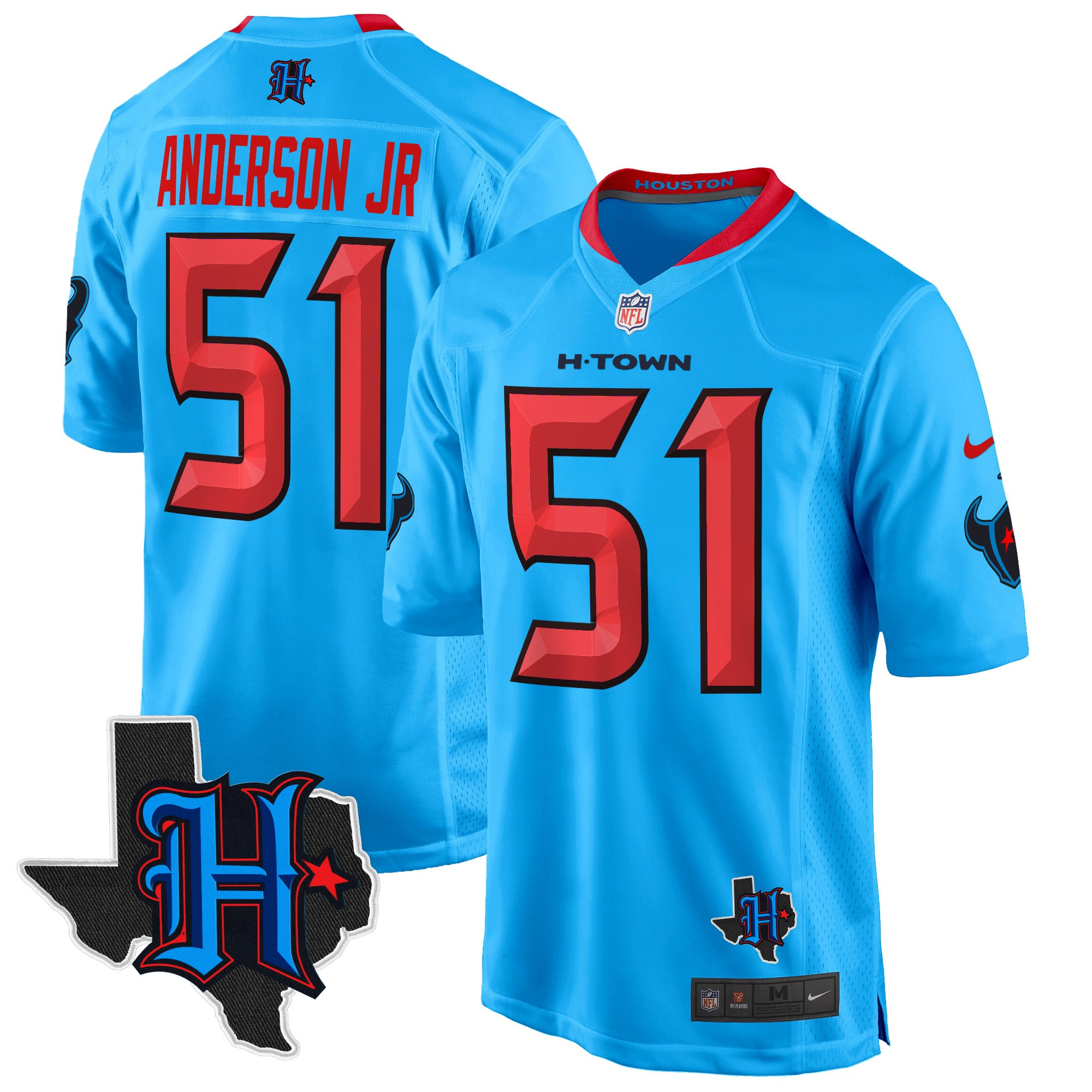 Will Anderson Jr. Men's Houston Texans 2024 Texas Patch Game Blue Jersey - All Stitched