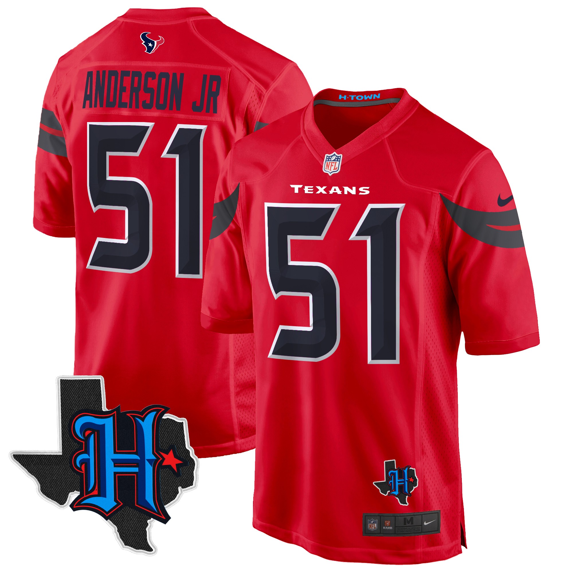 Will Anderson Jr. Men's Houston Texans 2024 Texas Patch Game Red Jersey - All Stitched
