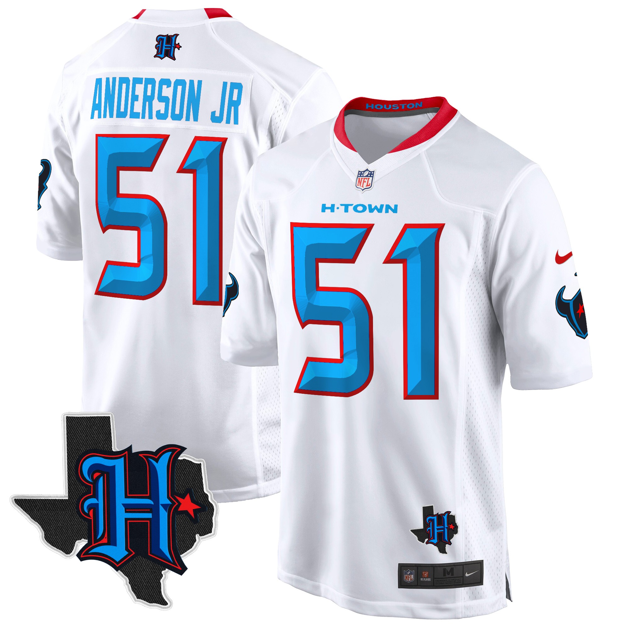 Will Anderson Jr. Men's Houston Texans 2024 Texas Patch Game White Jersey - All Stitched