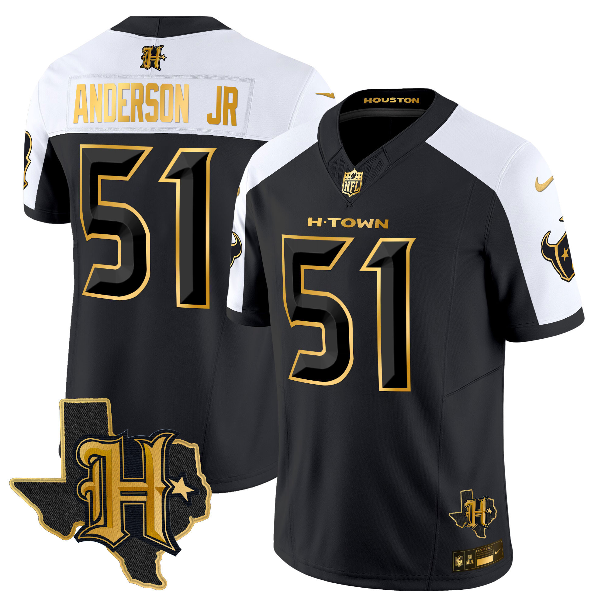 Will Anderson Jr. Men's Houston Texans 2024 Texas Patch Gold Vapor Limited Alternate Jersey - All Stitched
