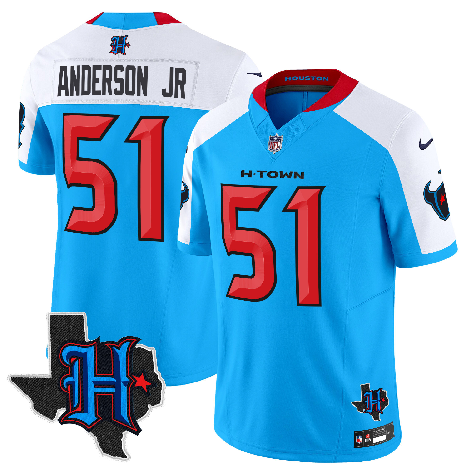 Will Anderson Jr. Men's Houston Texans 2024 Texas Patch Vapor Limited Blue Alternate Jersey - All Stitched