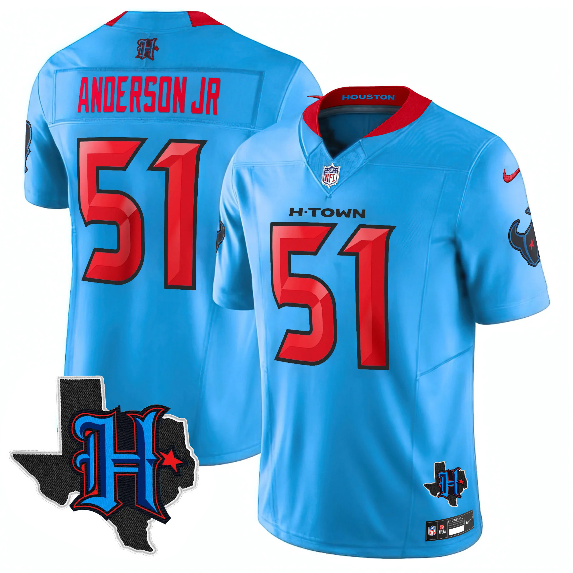 Will Anderson Jr. Men's Houston Texans 2024 Texas Patch Vapor Limited Blue Jersey - All Stitched