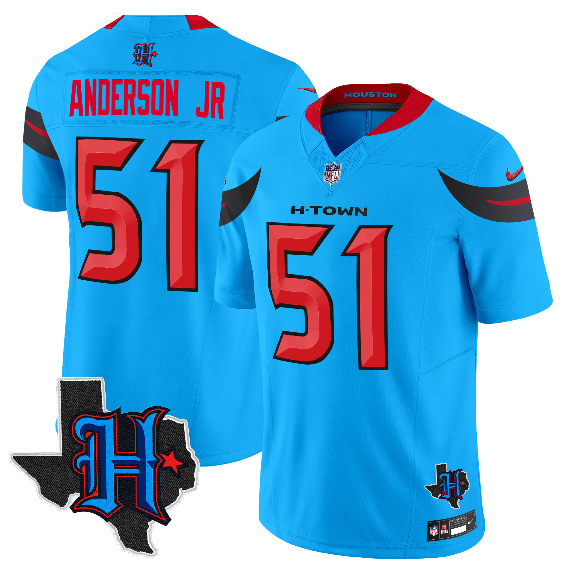 Will Anderson Jr. Men's Houston Texans 2024 Texas Patch Vapor Limited Blue Jersey - All Stitched