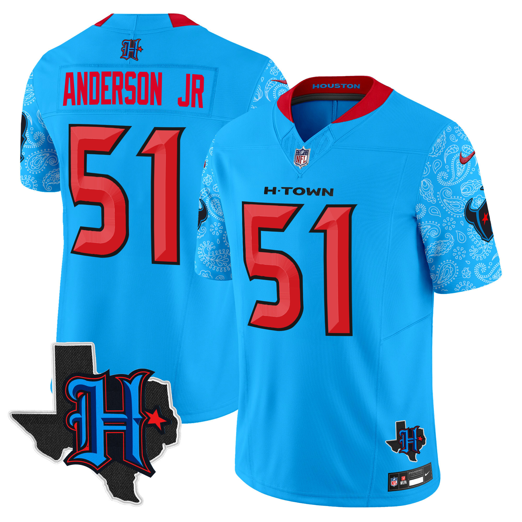 Will Anderson Jr. Men's Houston Texans 2024 Texas Patch Vapor Limited Blue Jersey - All Stitched