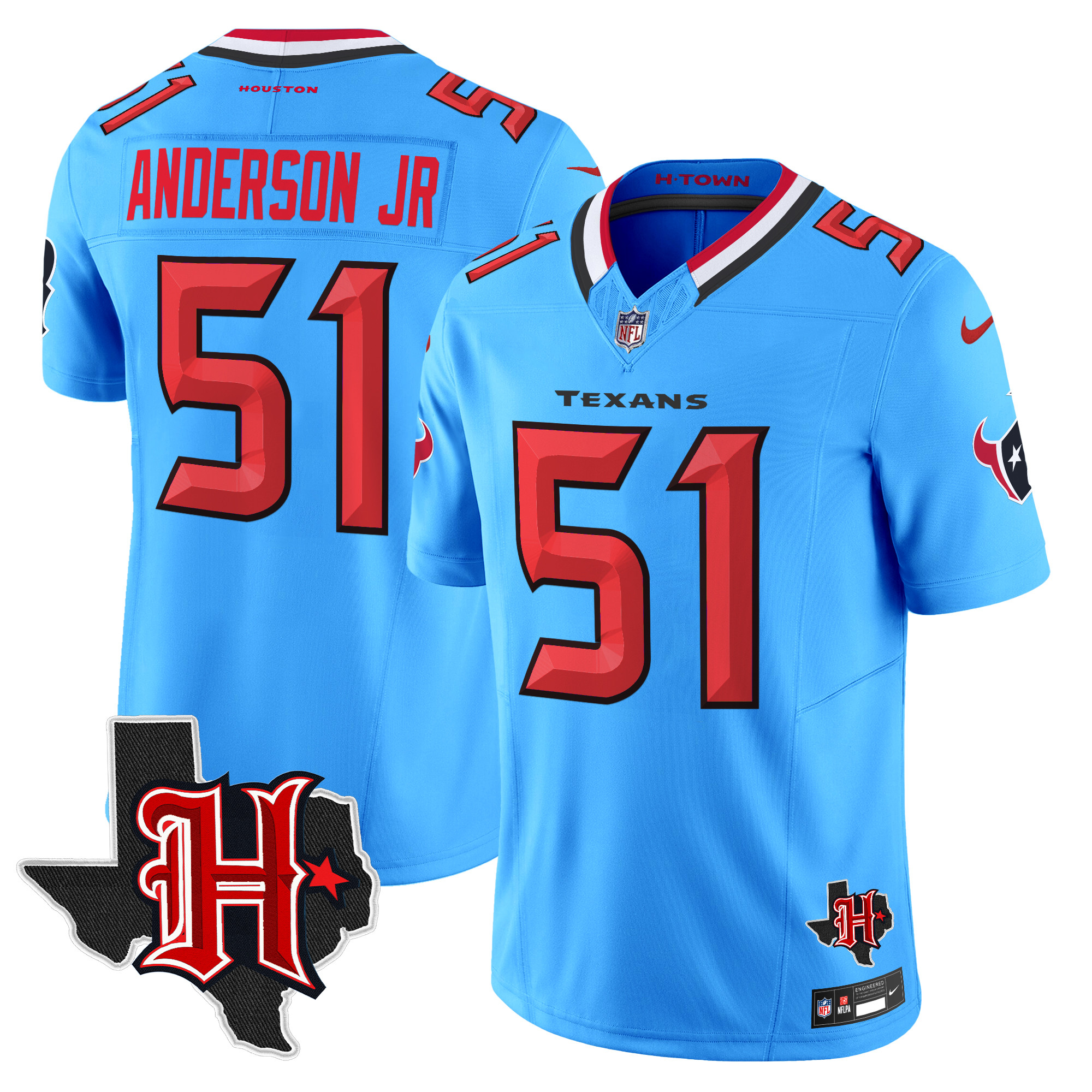 Will Anderson Jr. Men's Houston Texans 2024 Texas Patch Vapor Limited Blue Jersey - All Stitched