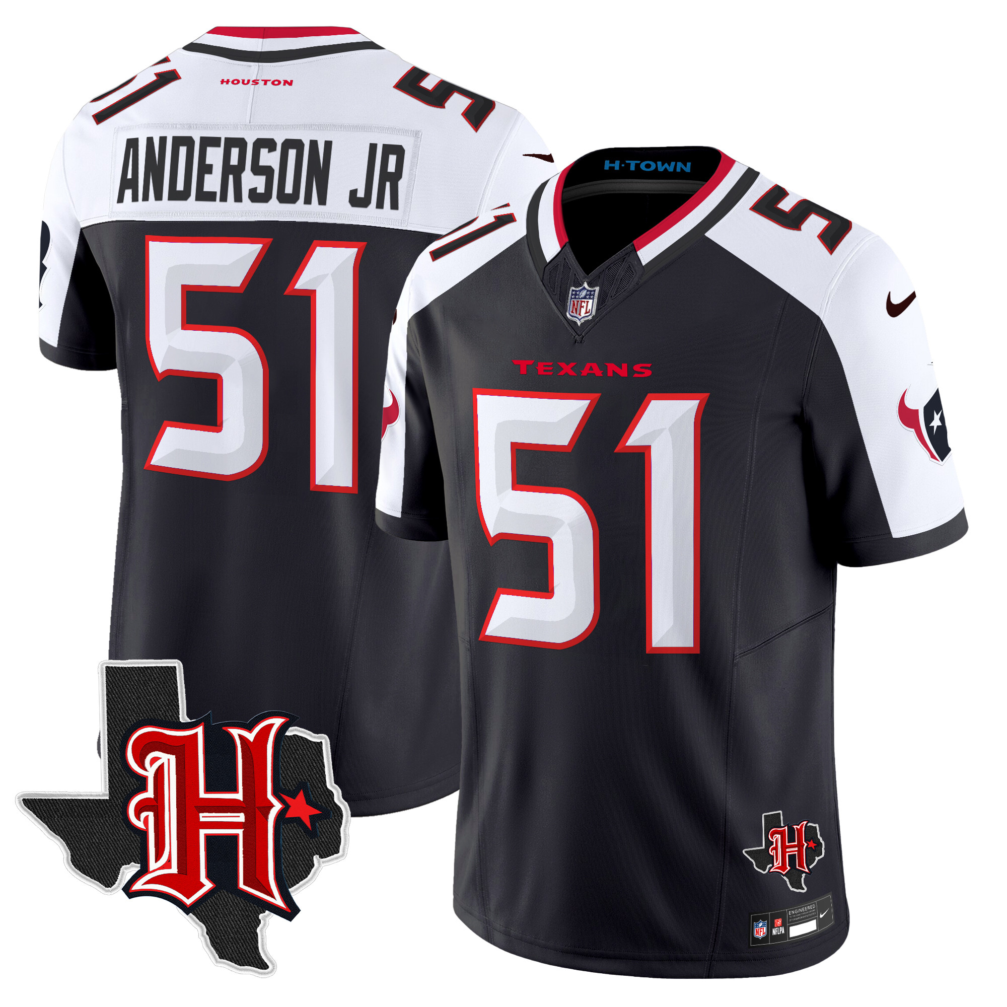 Will Anderson Jr. Men's Houston Texans 2024 Texas Patch Vapor Limited Navy Alternate Jersey - All Stitched