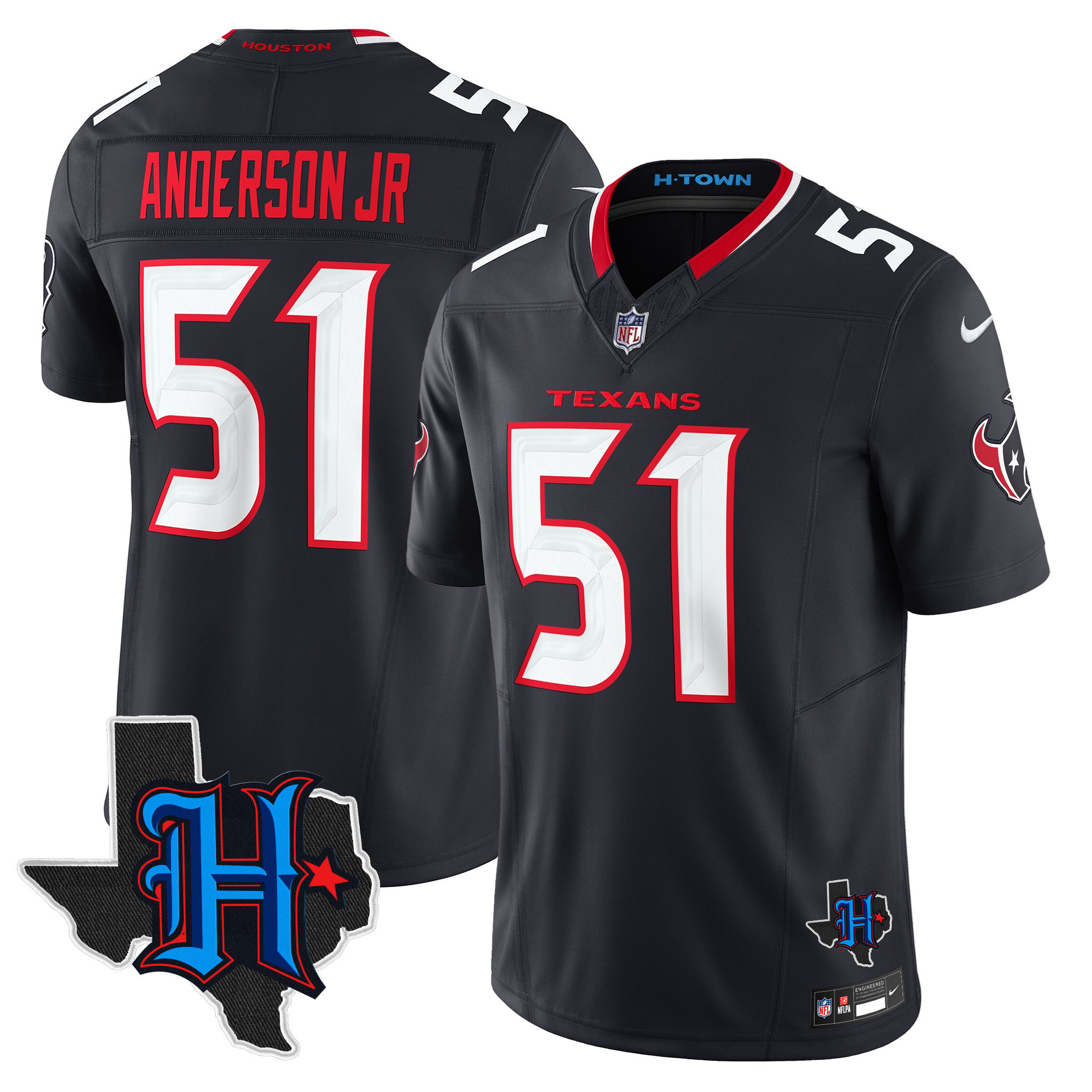 Will Anderson Jr. Men's Houston Texans 2024 Texas Patch Vapor Limited Navy Jersey - All Stitched