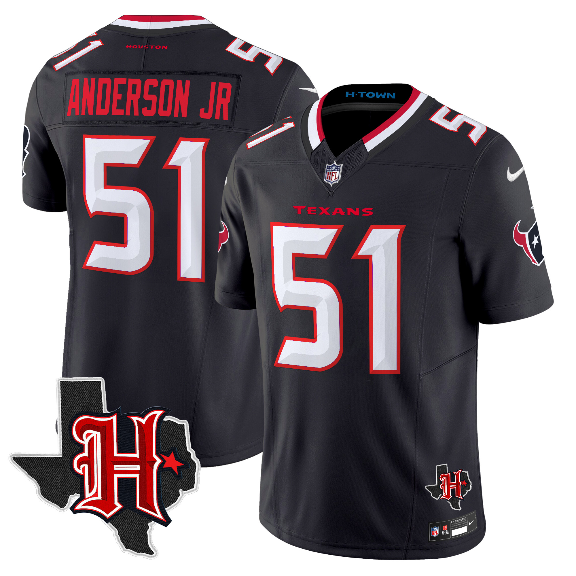 Will Anderson Jr. Men's Houston Texans 2024 Texas Patch Vapor Limited Navy Jersey - All Stitched