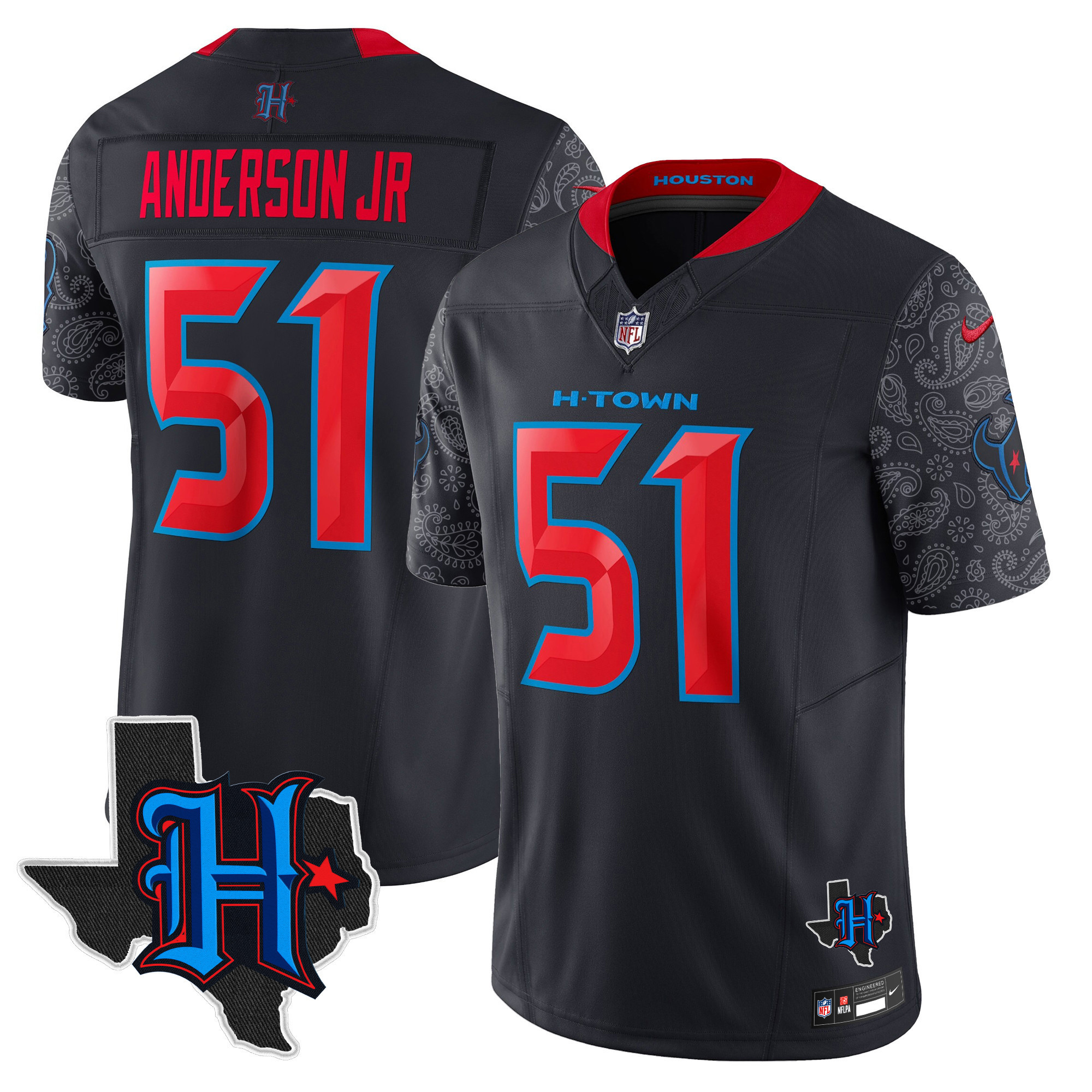 Will Anderson Jr. Men's Houston Texans 2024 Texas Patch Vapor Limited Navy Limited Jersey - All Stitched