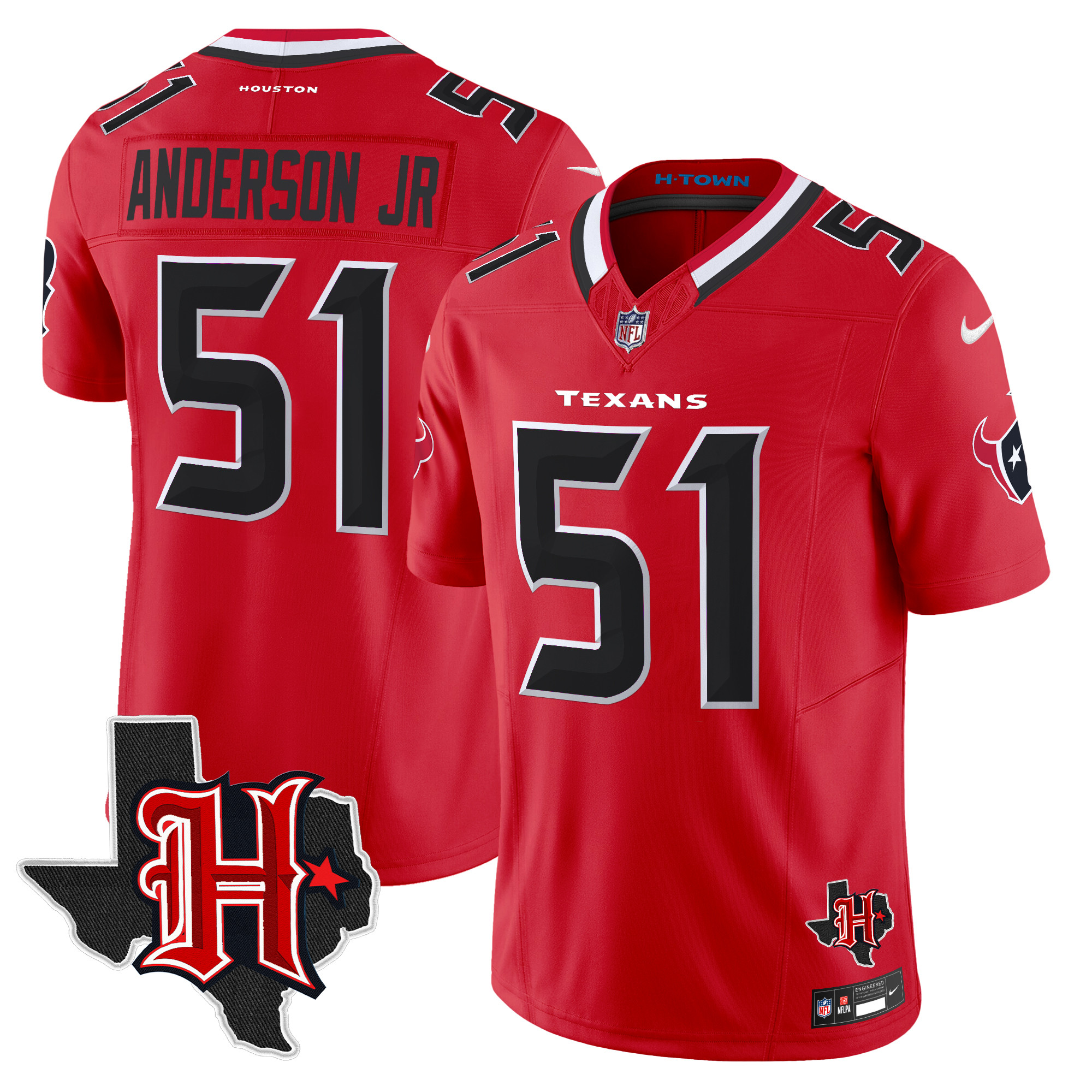 Will Anderson Jr. Men's Houston Texans 2024 Texas Patch Vapor Limited Red Jersey - All Stitched