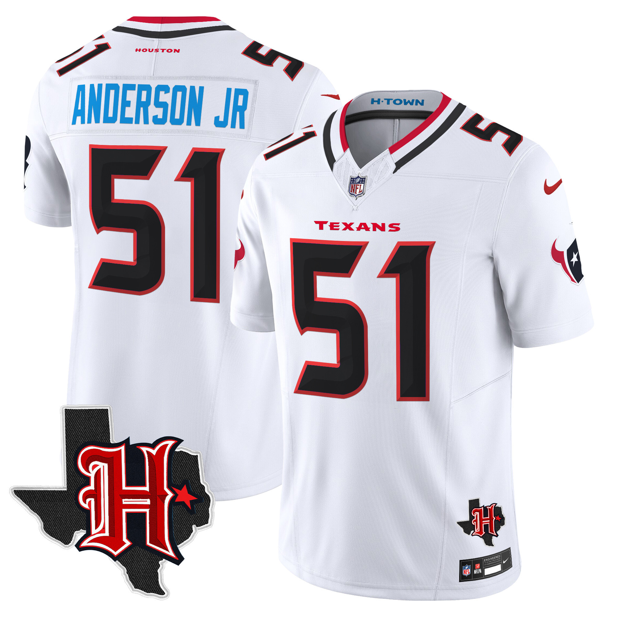 Will Anderson Jr. Men's Houston Texans 2024 Texas Patch Vapor Limited White Jersey - All Stitched