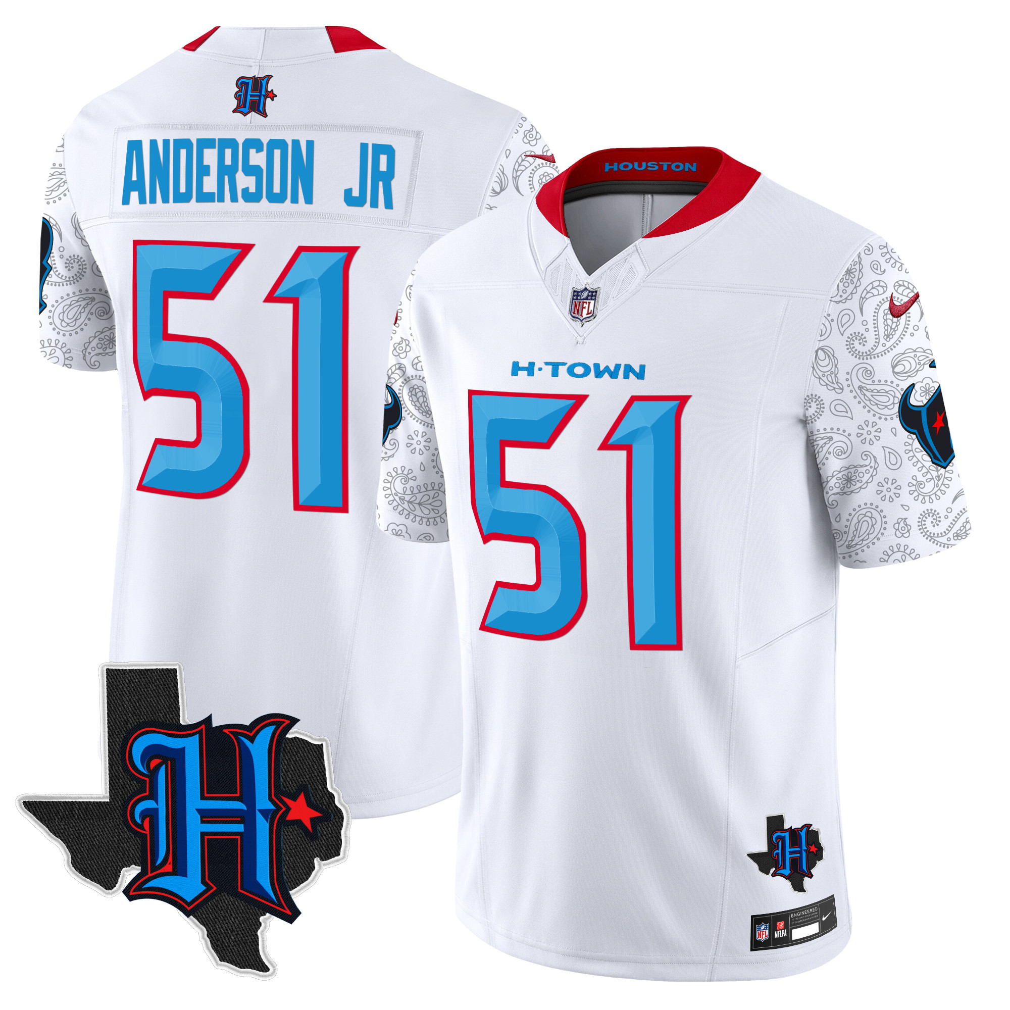 Will Anderson Jr. Men's Houston Texans 2024 Texas Patch Vapor Limited White Jersey - All Stitched