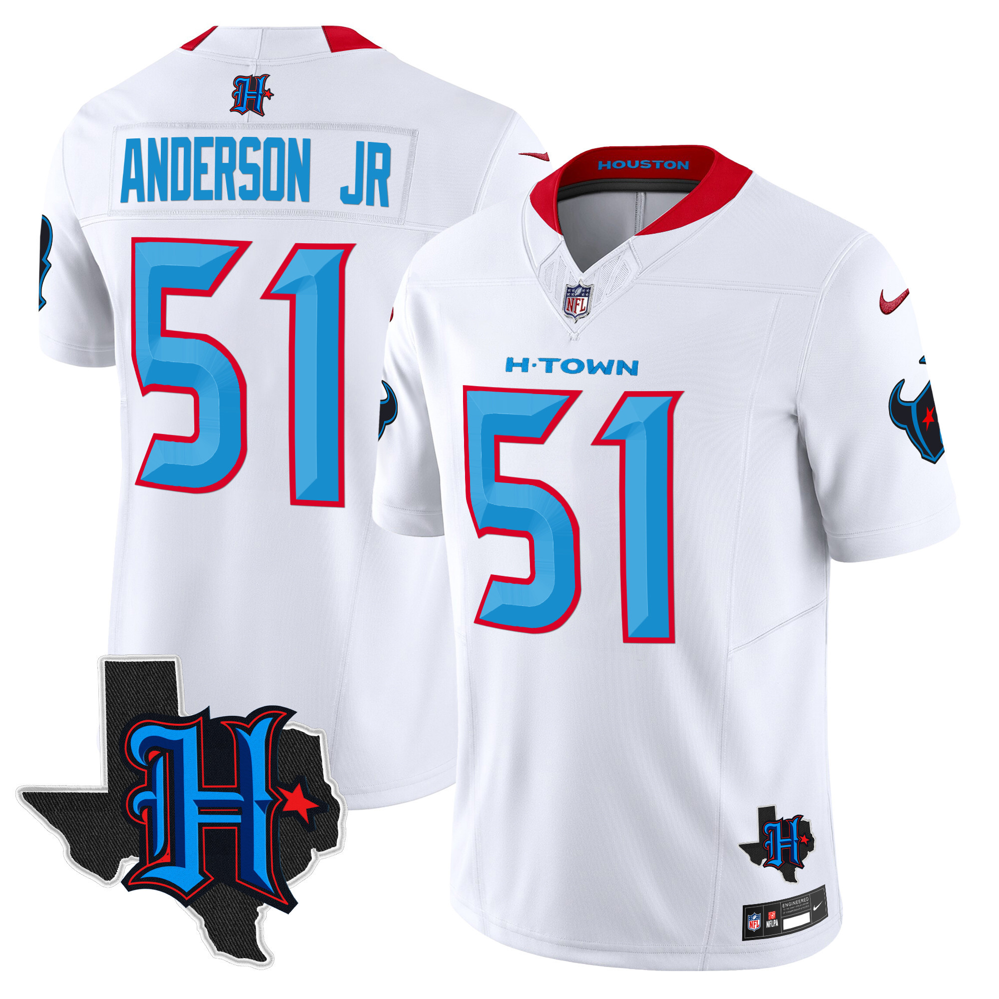 Will Anderson Jr. Men's Houston Texans 2024 Texas Patch Vapor Limited White Jersey - All Stitched