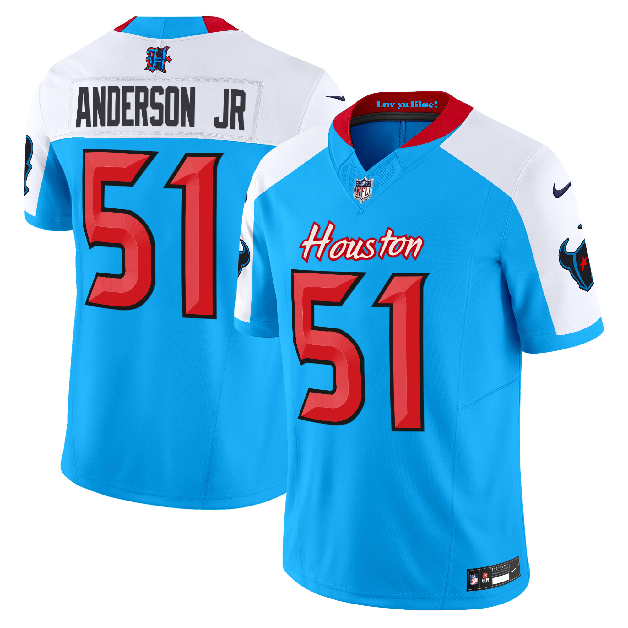 Will Anderson Jr. Men's Houston Texans 2024 Vapor Limited Blue Alternate Jersey - All Stitched