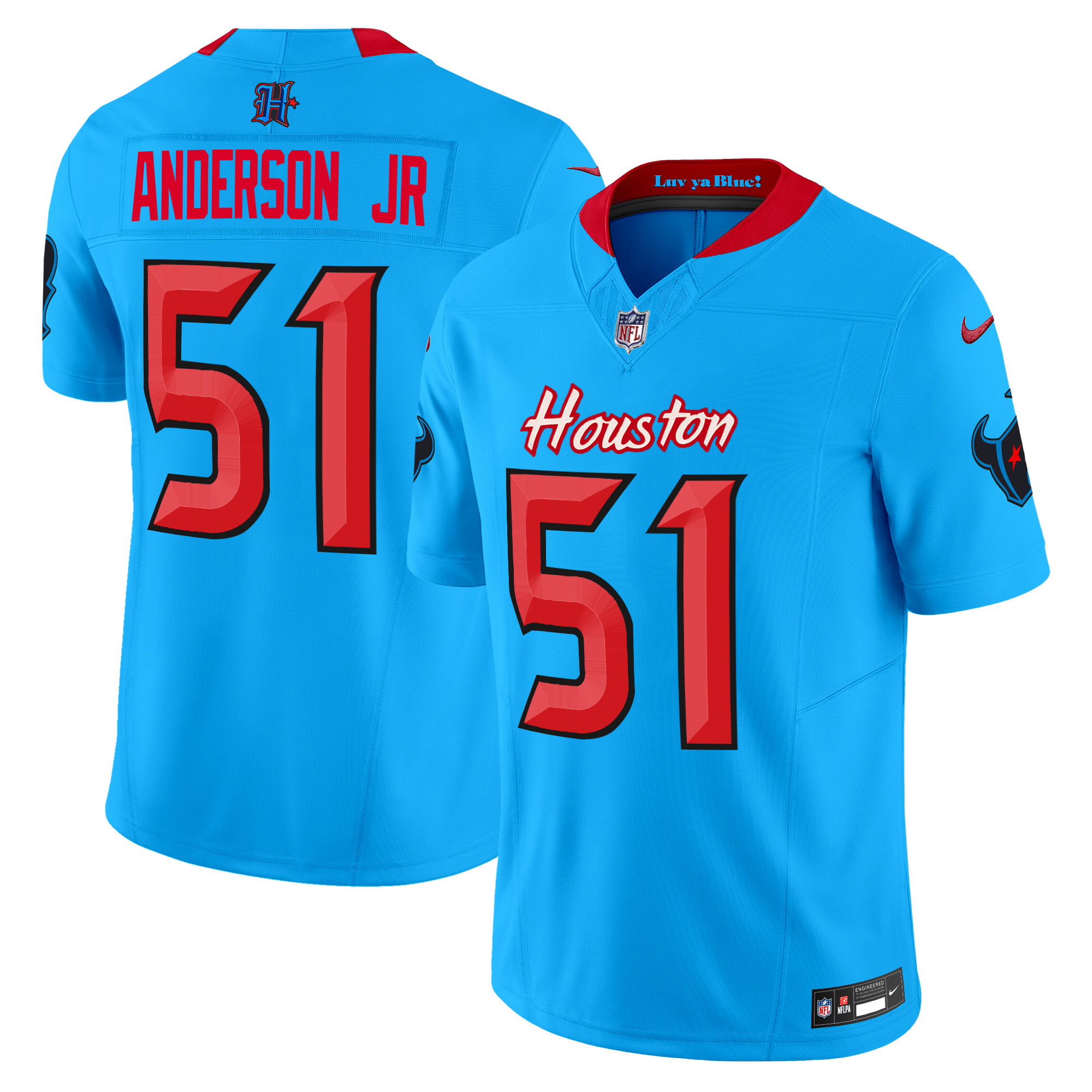 Will Anderson Jr. Men's Houston Texans 2024 Vapor Limited Blue Jersey - All Stitched