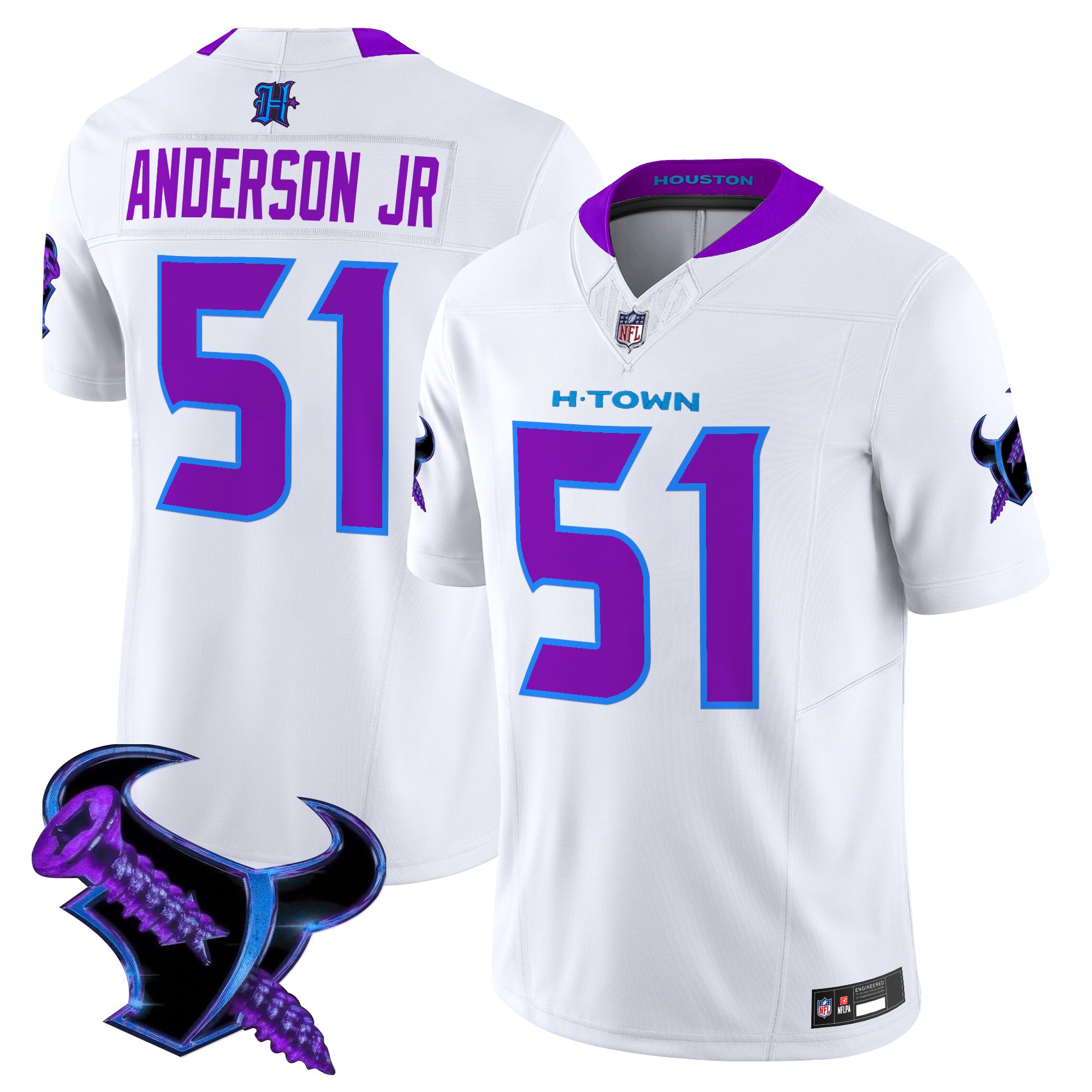 Will Anderson Jr. Men's Houston Texans 2025 DJ Screw Vapor Limited White Jersey - All Stitched