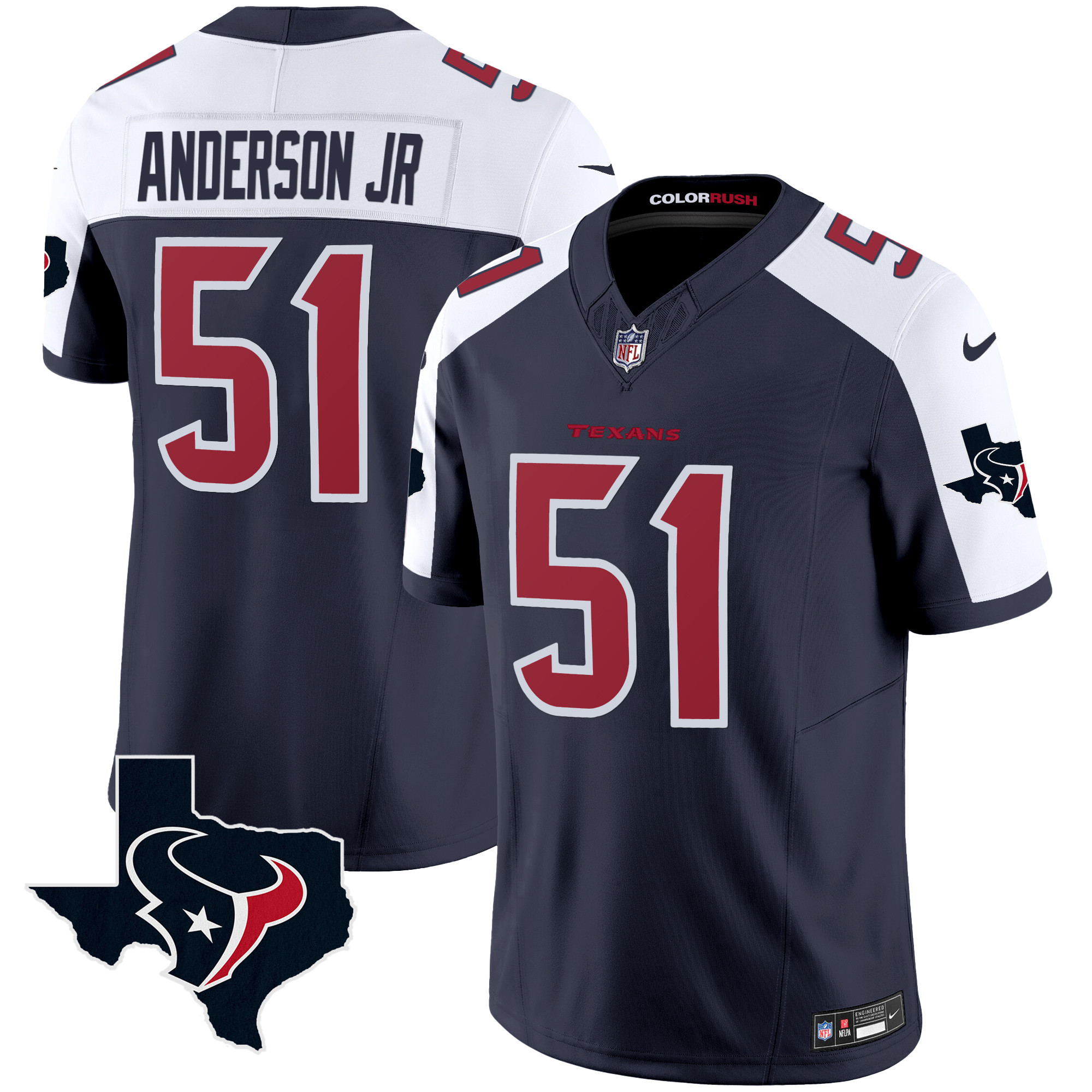 Will Anderson Jr. Men's Houston Texans Color Rush Legend Vapor Navy Alternate Jersey - All Stitched