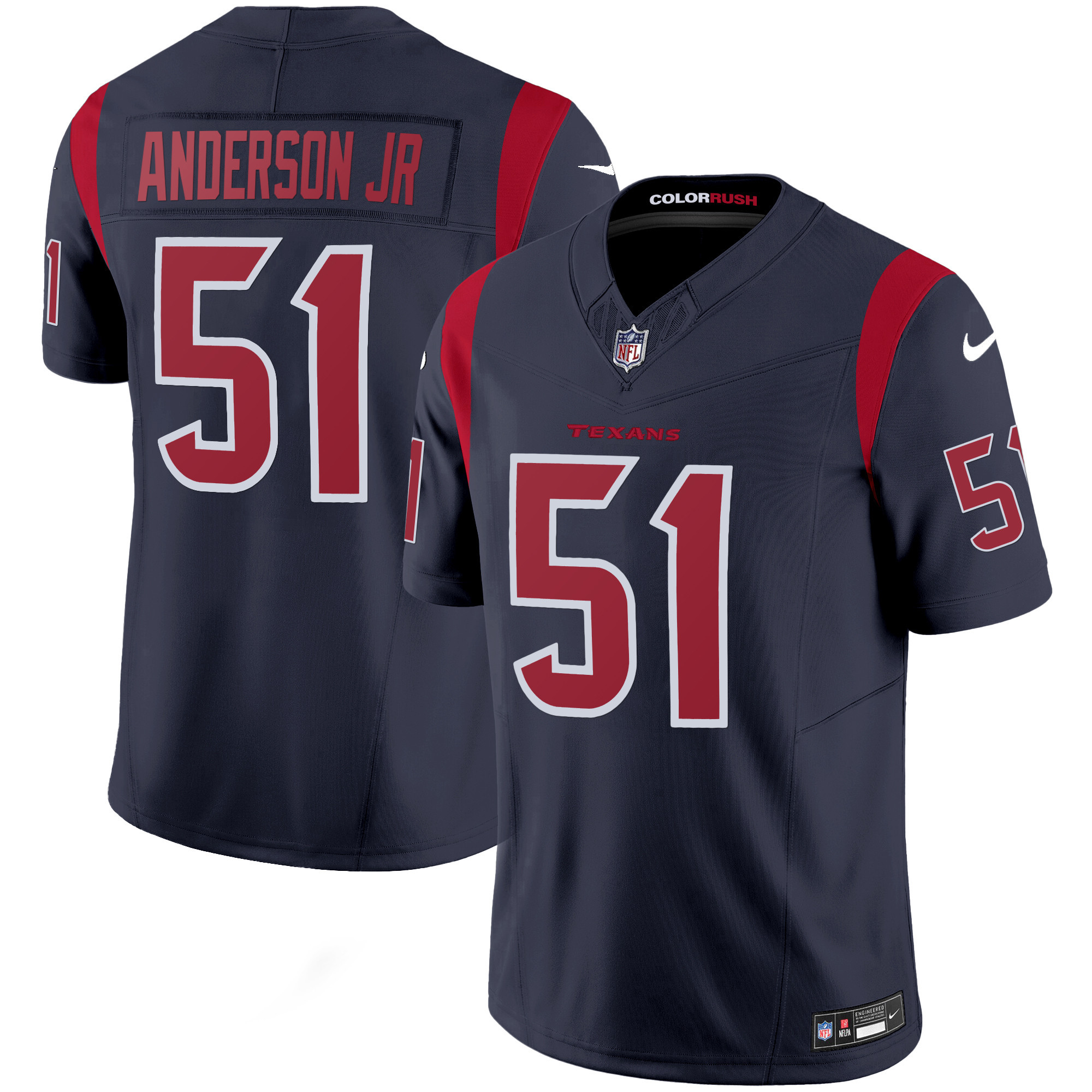 Will Anderson Jr. Men's Houston Texans Color Rush Legend Vapor Navy Jersey - All Stitched