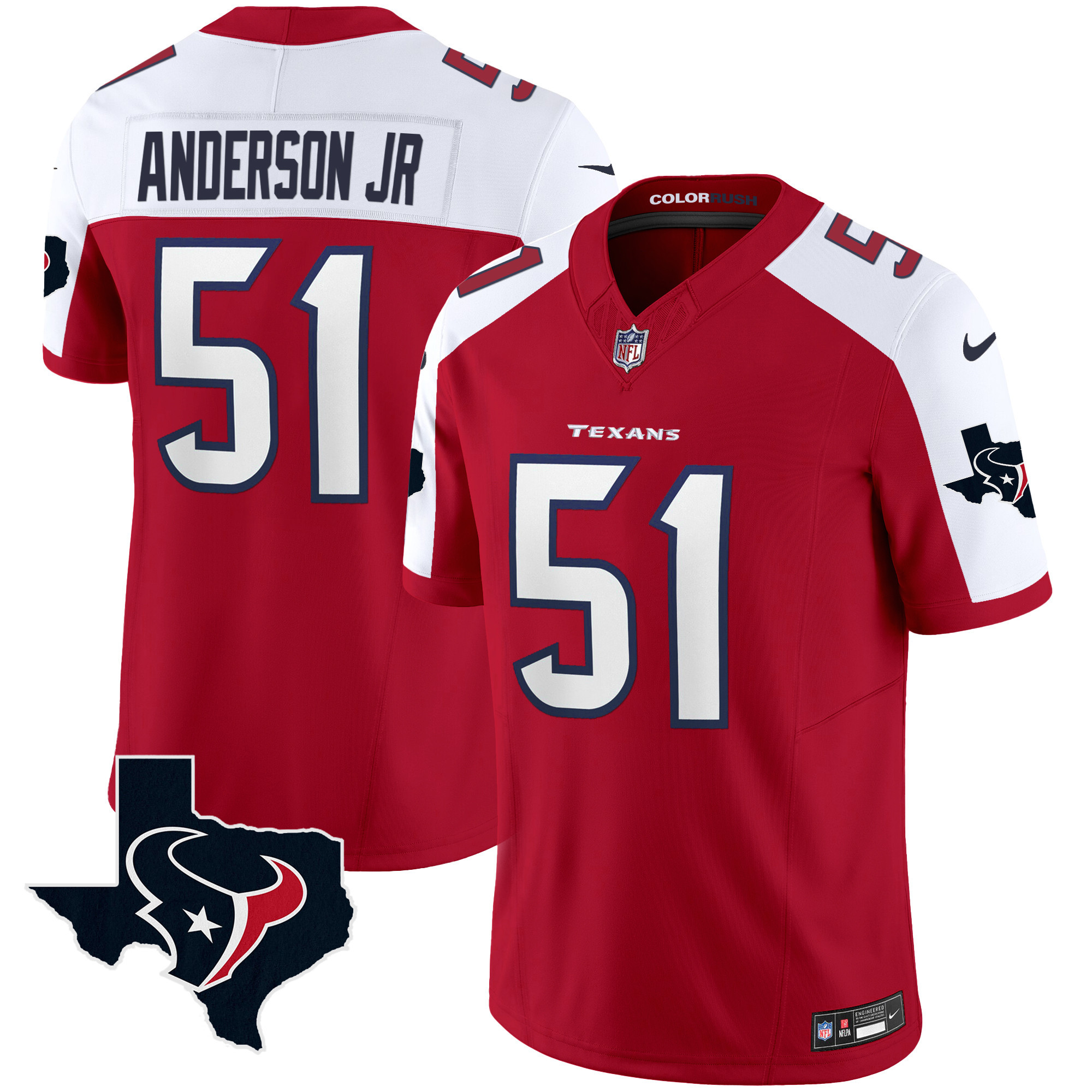 Will Anderson Jr. Men's Houston Texans Color Rush Legend Vapor Red Alternate Jersey - All Stitched