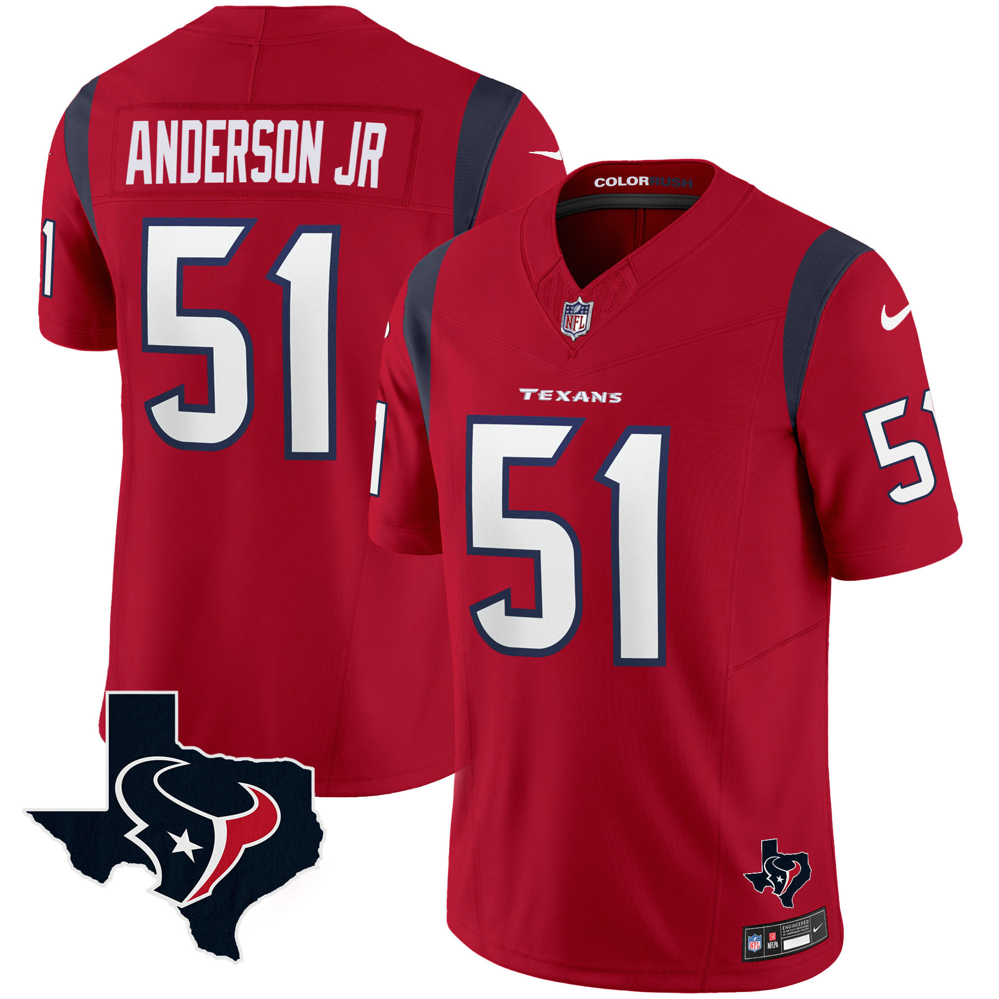 Will Anderson Jr. Men's Houston Texans Color Rush Legend Vapor Red Jersey - All Stitched