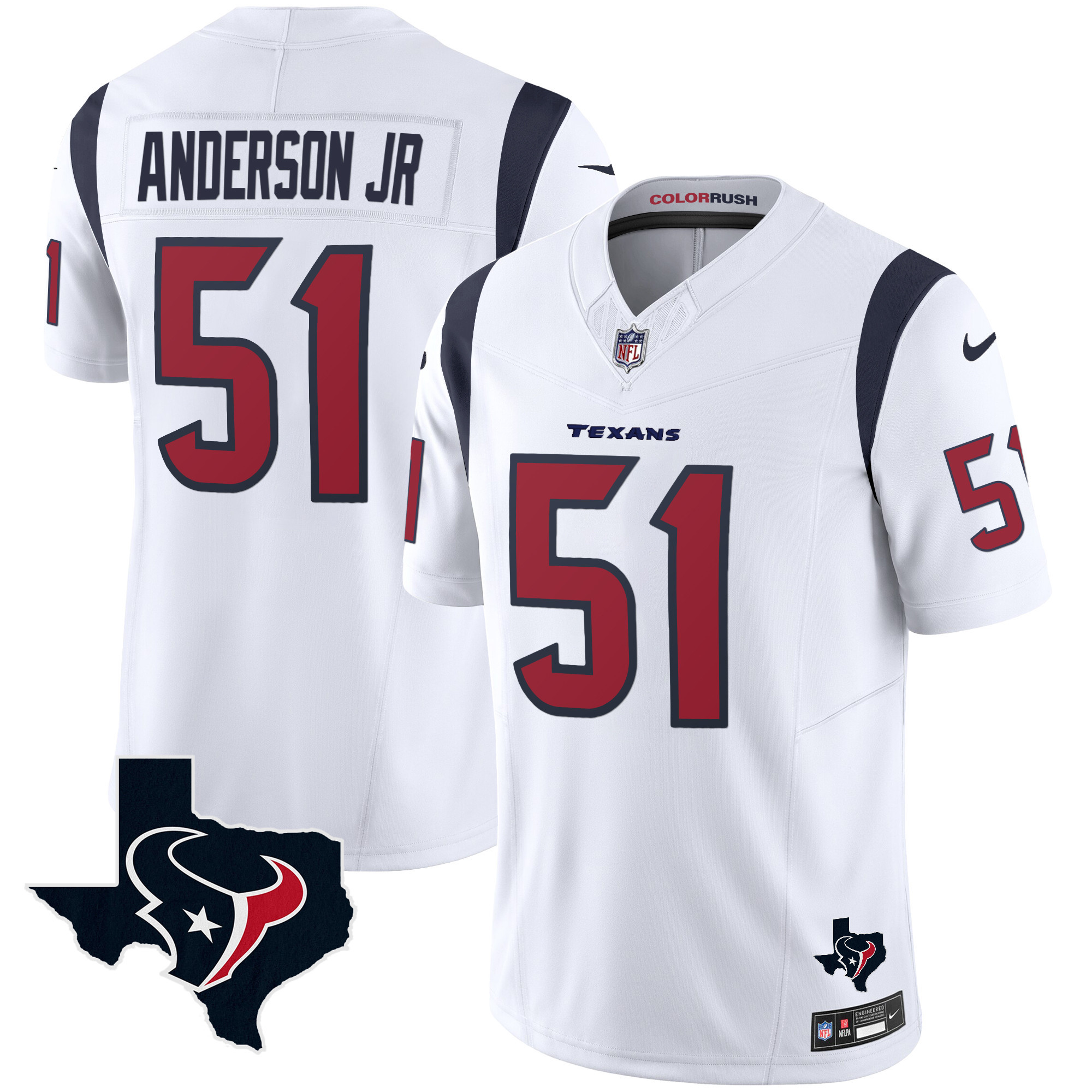 Will Anderson Jr. Men's Houston Texans Color Rush Legend Vapor White Jersey - All Stitched
