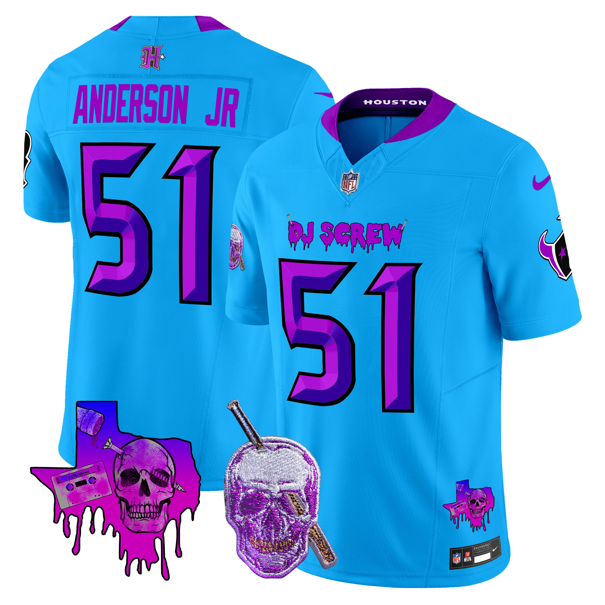 Will Anderson Jr. Men's Houston Texans DJ Screw Vapor Limited Blue Jersey - All Stitched