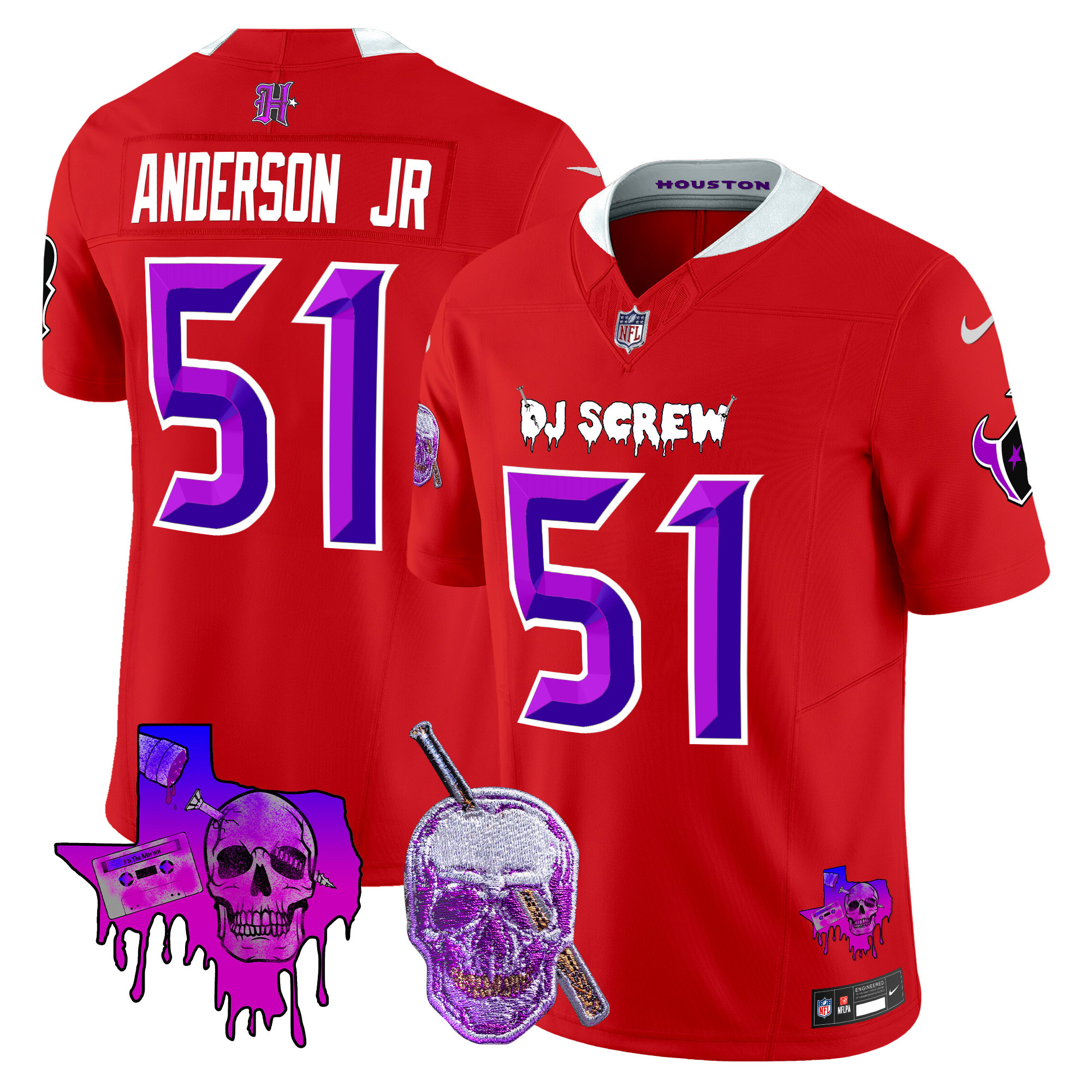 Will Anderson Jr. Men's Houston Texans DJ Screw Vapor Limited Red Jersey - All Stitched