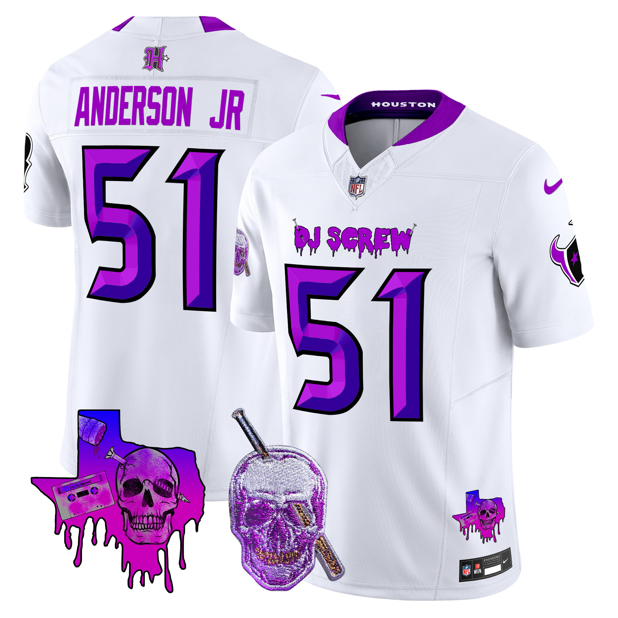 Will Anderson Jr. Men's Houston Texans DJ Screw Vapor Limited White Jersey - All Stitched