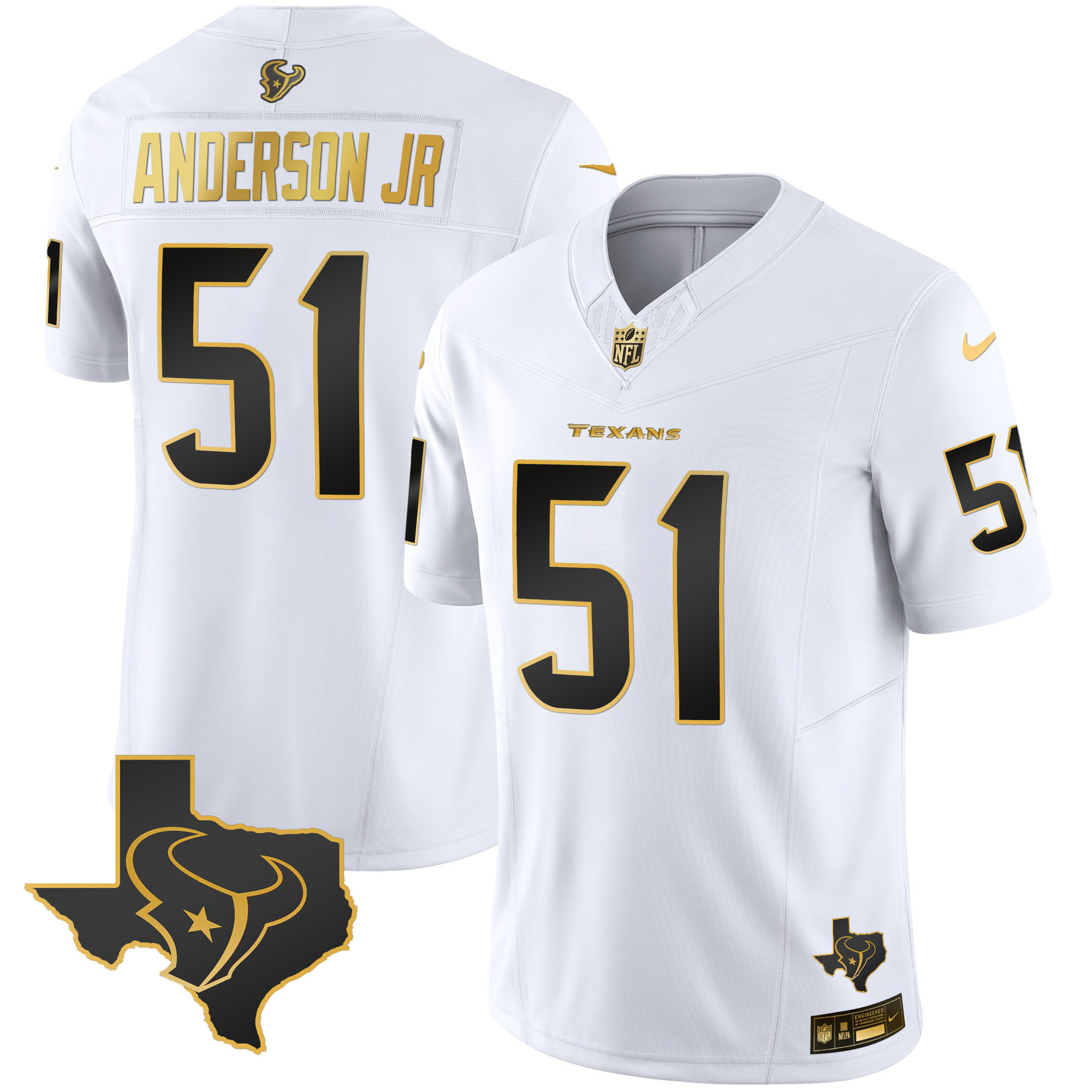 Will Anderson Jr. Men's Houston Texans Gold Vapor Limited White Gold Jersey - All Stitched