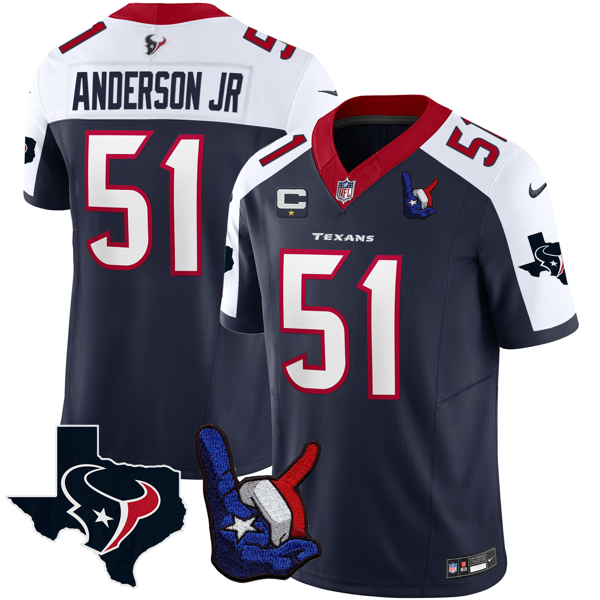 Will Anderson Jr. Men's Houston Texans Hand Sign Throwing Up The H Vapor Alternate Jersey - All Stitched