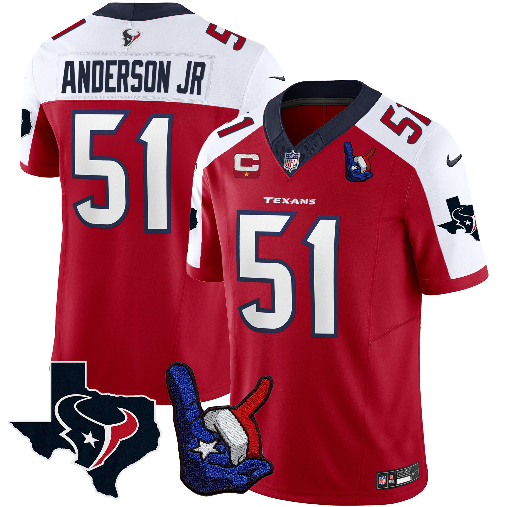 Will Anderson Jr. Men's Houston Texans Hand Sign Throwing Up The H Vapor Red Alternate Jersey - All Stitched