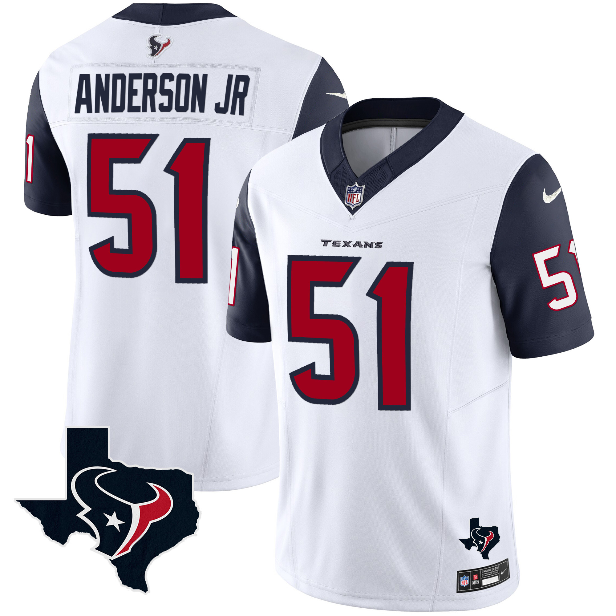 Will Anderson Jr. Men's Houston Texans Vapor Limited Navy Sleeves Jersey - All Stitched