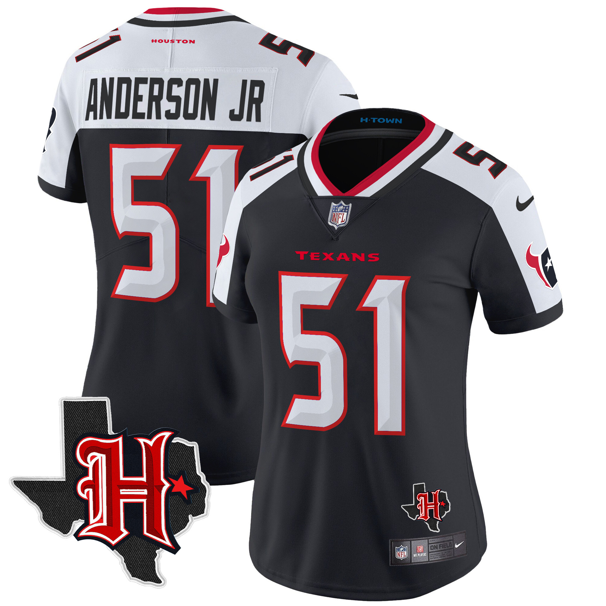 Will Anderson Jr. Women's Houston Texans 2024 Texas Patch Vapor Limited Navy Alternate Jersey - All Stitched