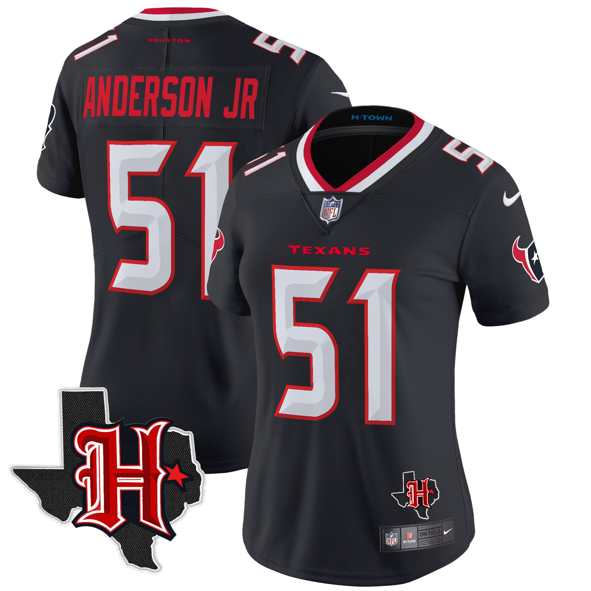 Will Anderson Jr. Women's Houston Texans 2024 Texas Patch Vapor Limited Navy Jersey - All Stitched