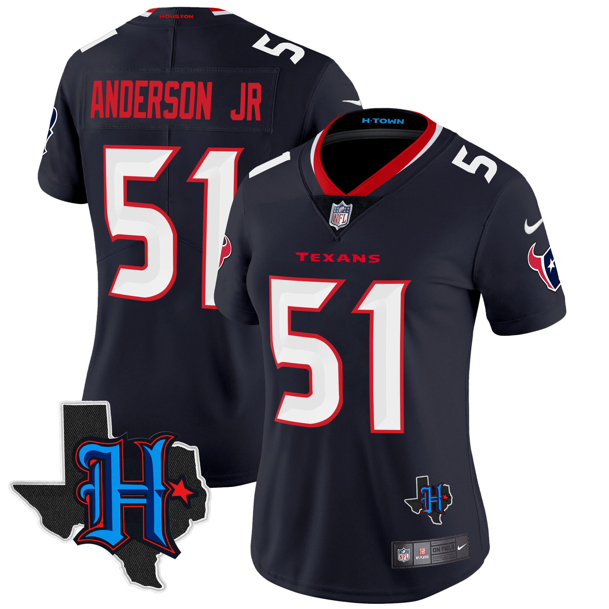 Will Anderson Jr. Women's Houston Texans 2024 Texas Patch Vapor Limited Navy Jersey - All Stitched